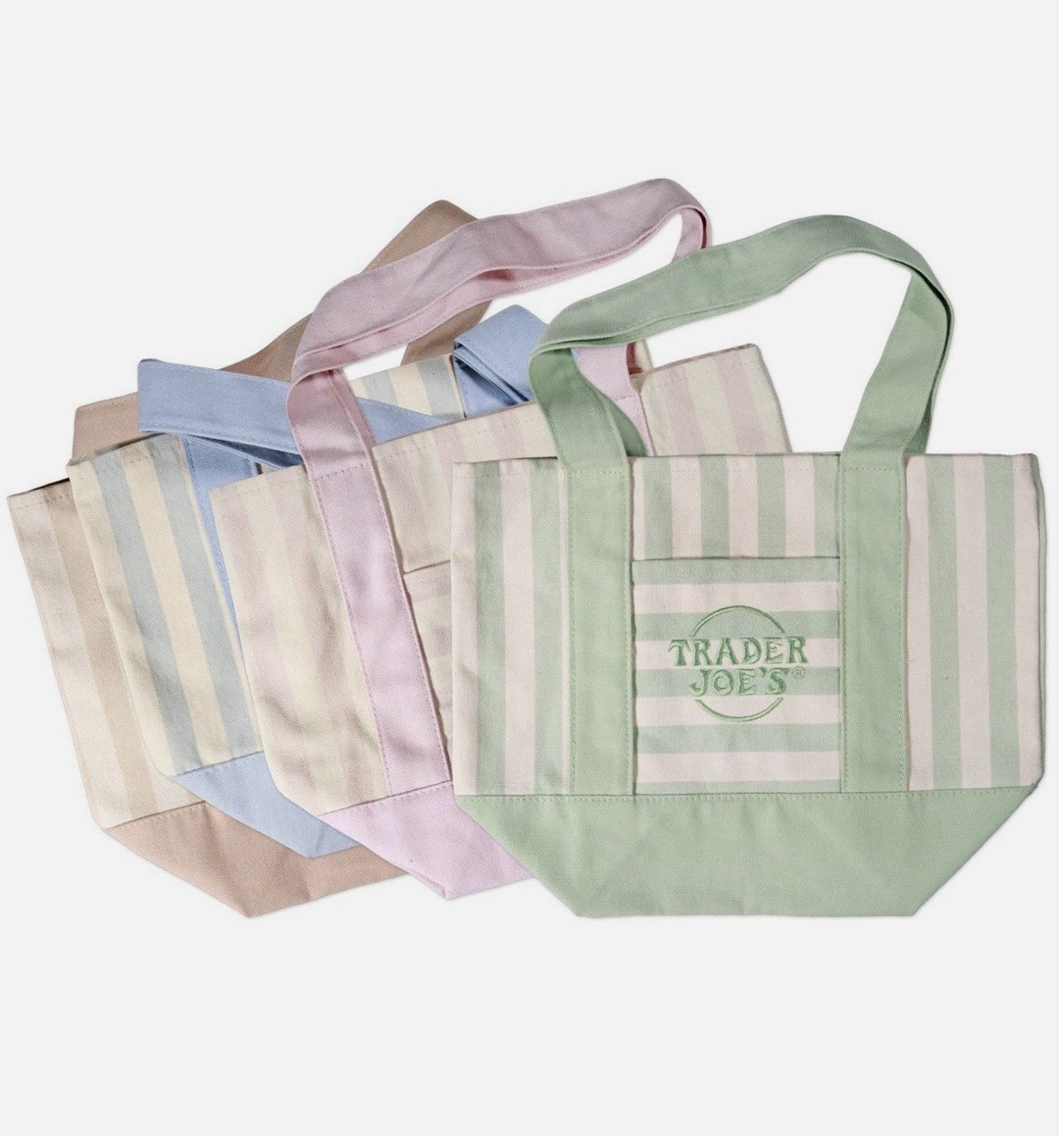 Trader Joe’s Mini Pastel Stripe Canvas Tote Bag Limited Edition 2026 (Set Of 4)