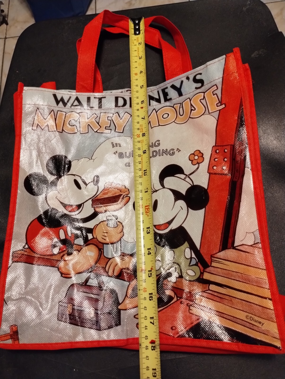 Walt Disney’s Mickey Mouse “Building a Building” Reusable Tote Bags, 13x13x6-in.