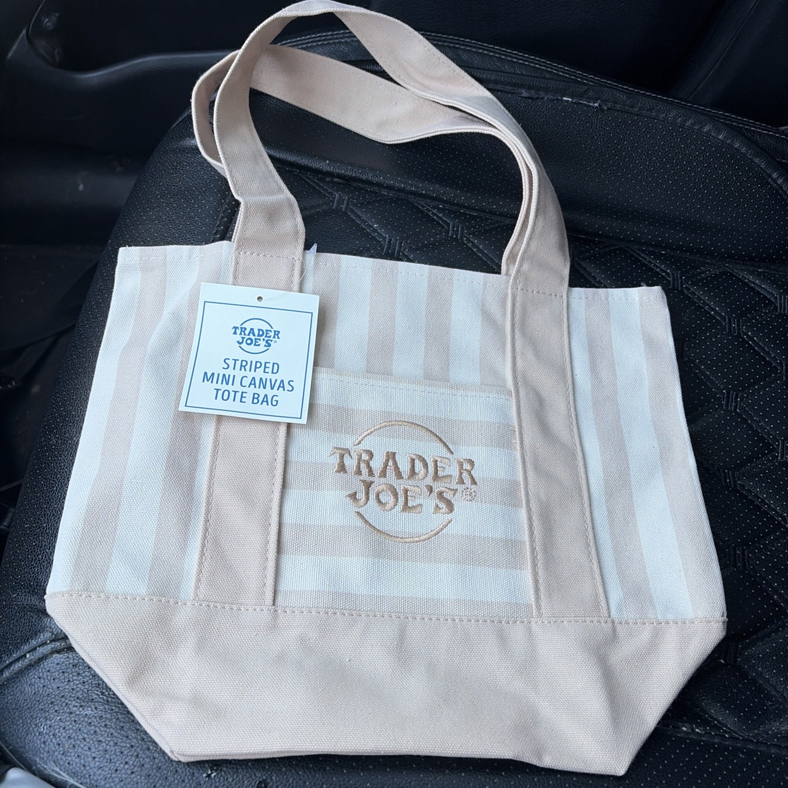 TRADER JOE’S MINI PASTEL STRIPE CANVAS TOTE BAGS SET Of 4 PINK BLUE GREEN BEIGE