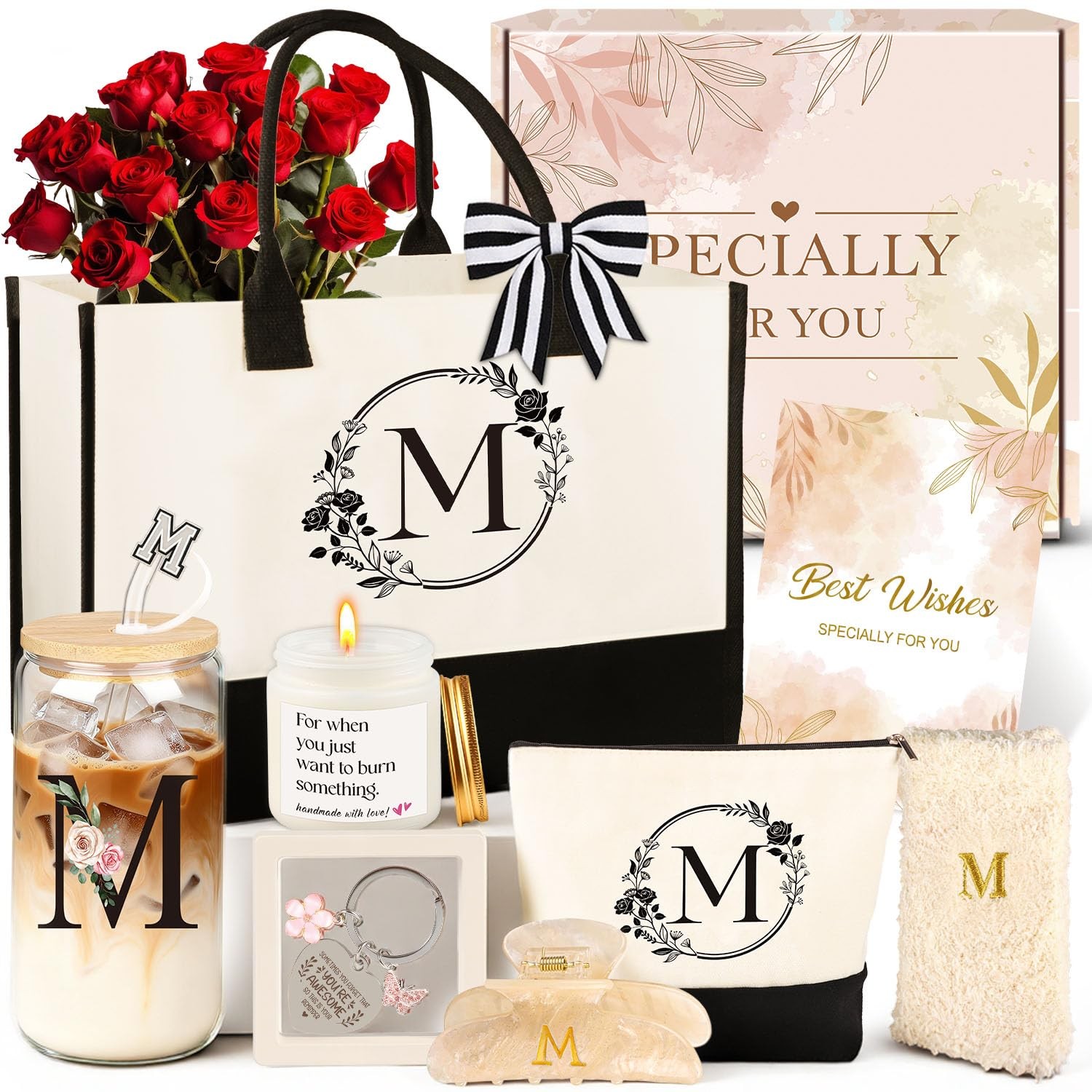 Birthday Gifts for Women, 10pcs Monogrammed Gifts for Women Initial Canvas To…