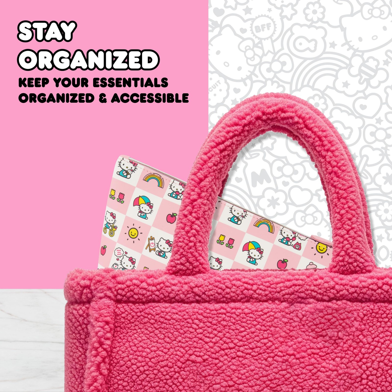 Concept One Hello Kitty Travel Makeup Bag, Trapezoid Cosmetic Organizer Multi