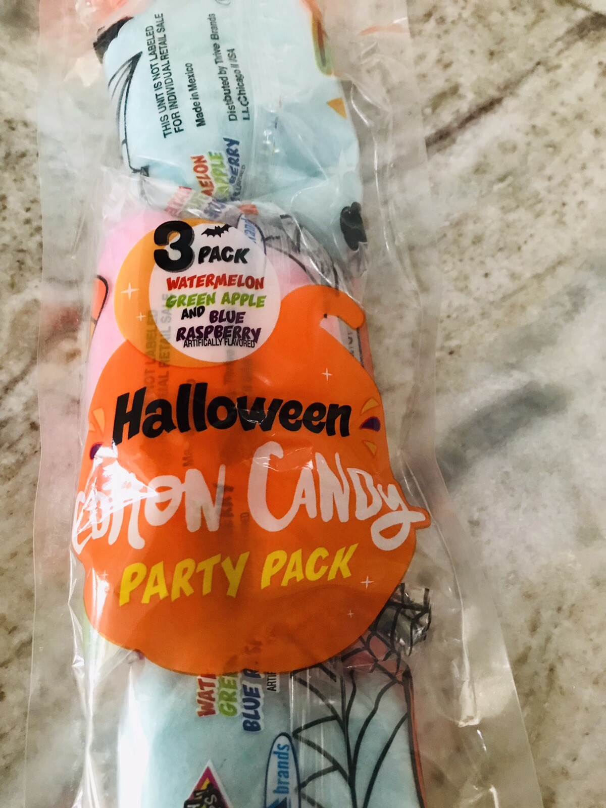 ShipN24Hours. New-Halloween Cotton Candy Patry Pack. 3 pack. 45 Gr. 3 Flavors.