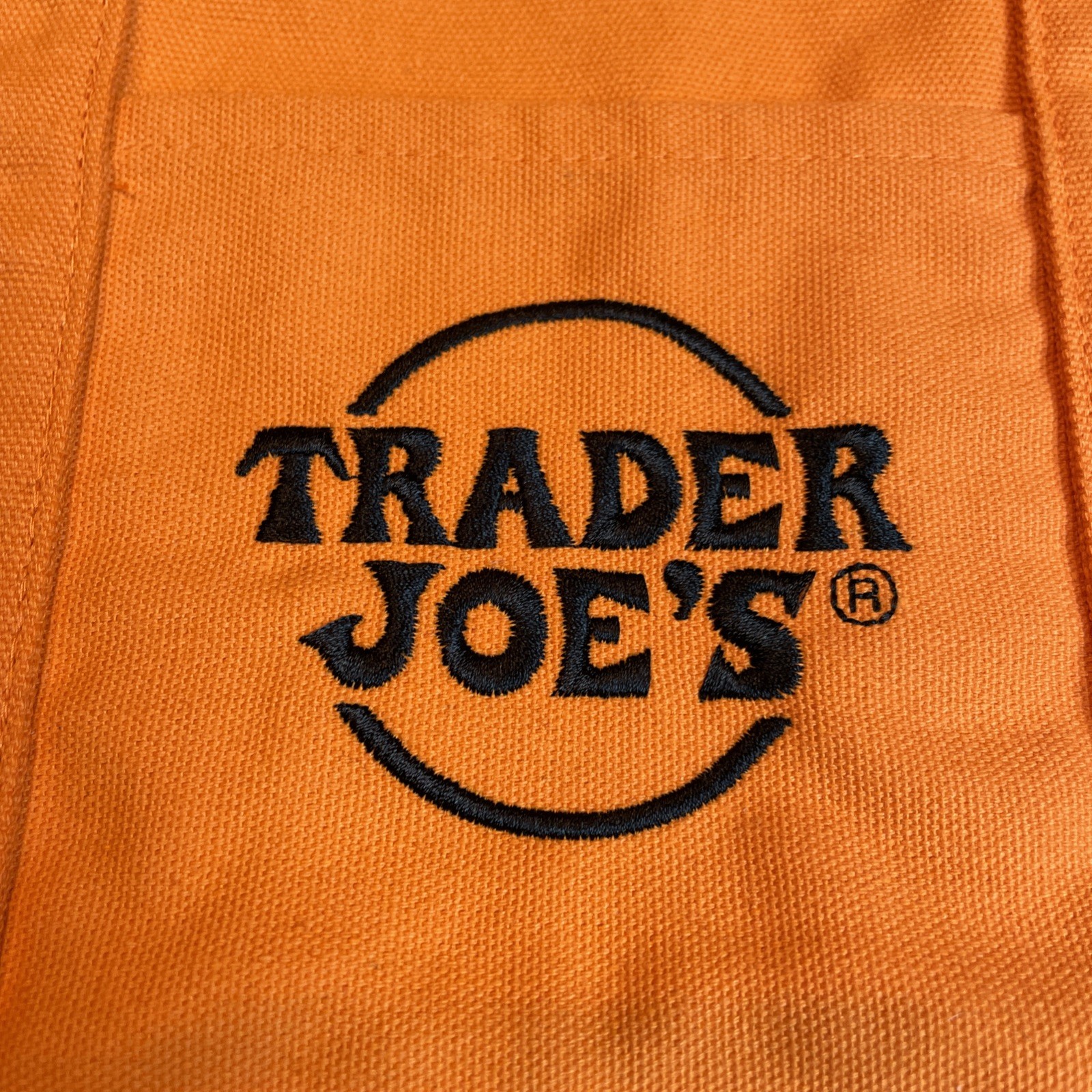 Trader Joe’s Trick or Treat Canvas Tote Bag Orange With Black Embroidery New