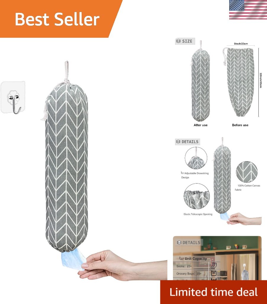 Stylish Adjustable Plastic Bag Holder for Home & Kitchen – Washable, 22×9 Inches
