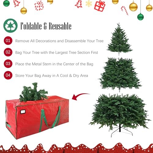 7.5 ft Christmas Tree Storage Bag – Durable Heavy Duty Extra 7.5 Foot Red