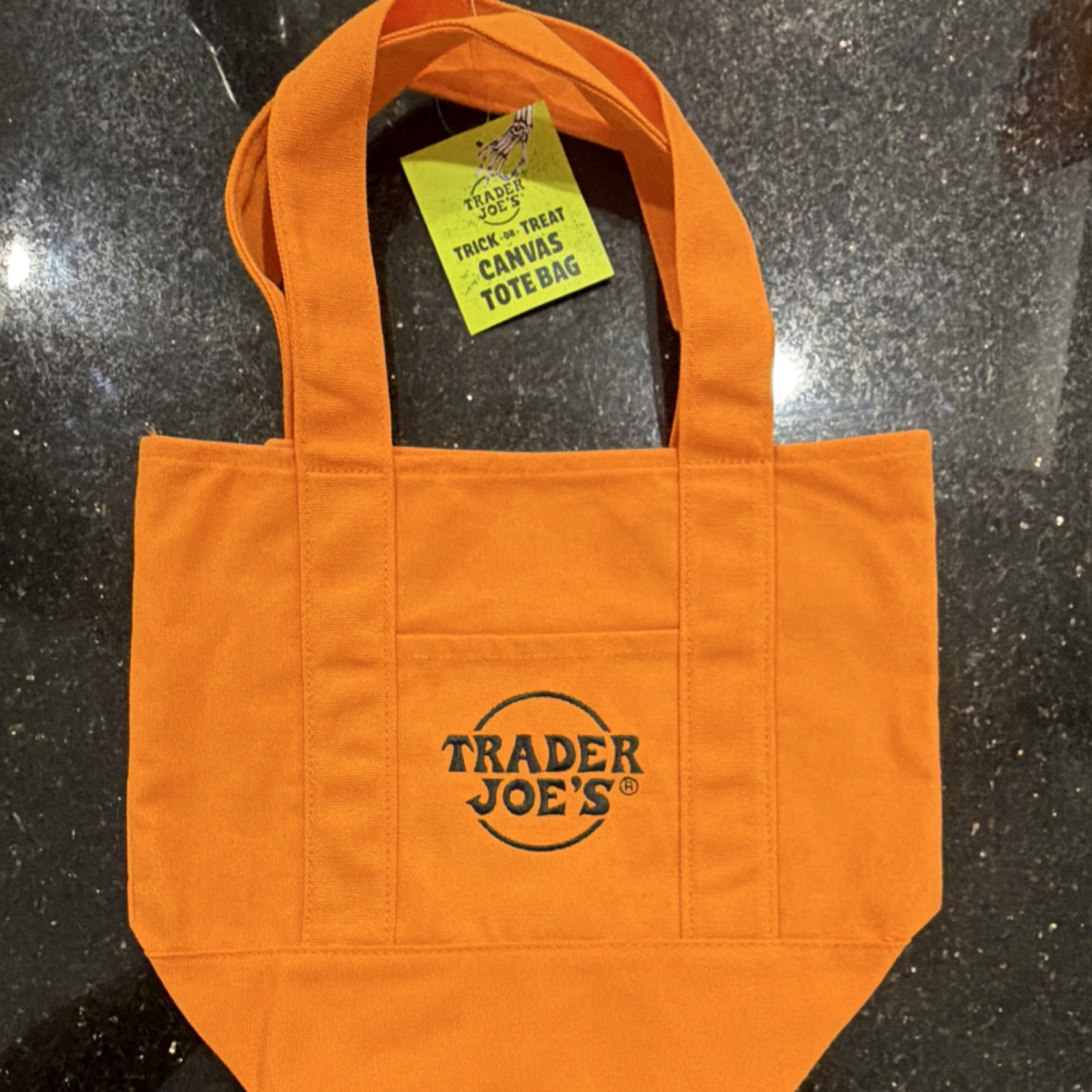 Trader Joe’s Trick-or-Treat Orange Canvas Tote Bag Solid Plain Reusable Shopping