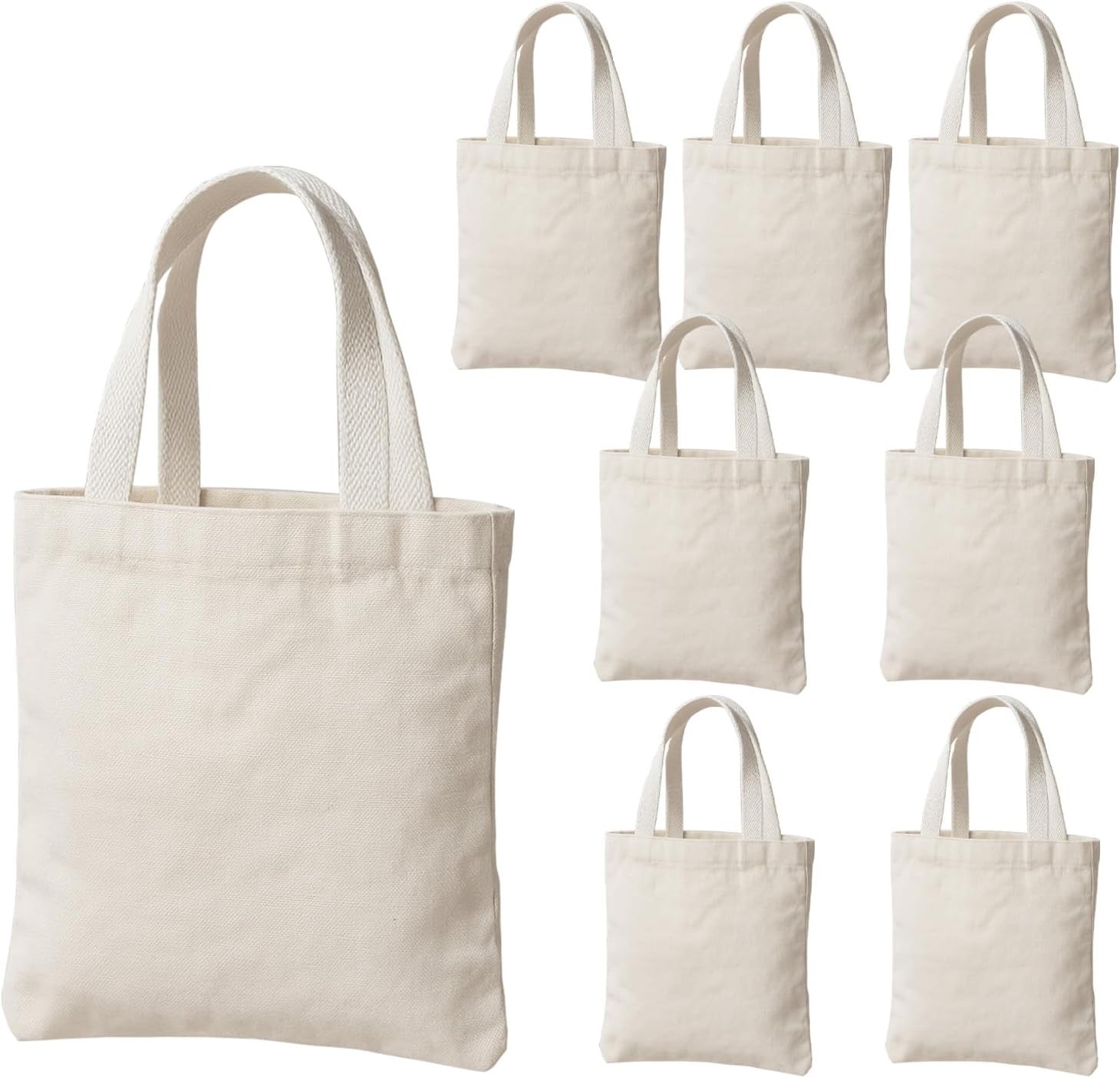 Pack of 12, 8″ x 8″ W Mini Natural Color Canvas Tote Bag, Canvas Craft Bags, DIY