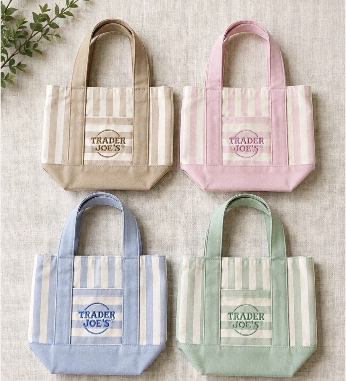 Trader Joe’s Mini Pastel Canvas Tote Bag Set of 2 !! Pick Your 2 Colors