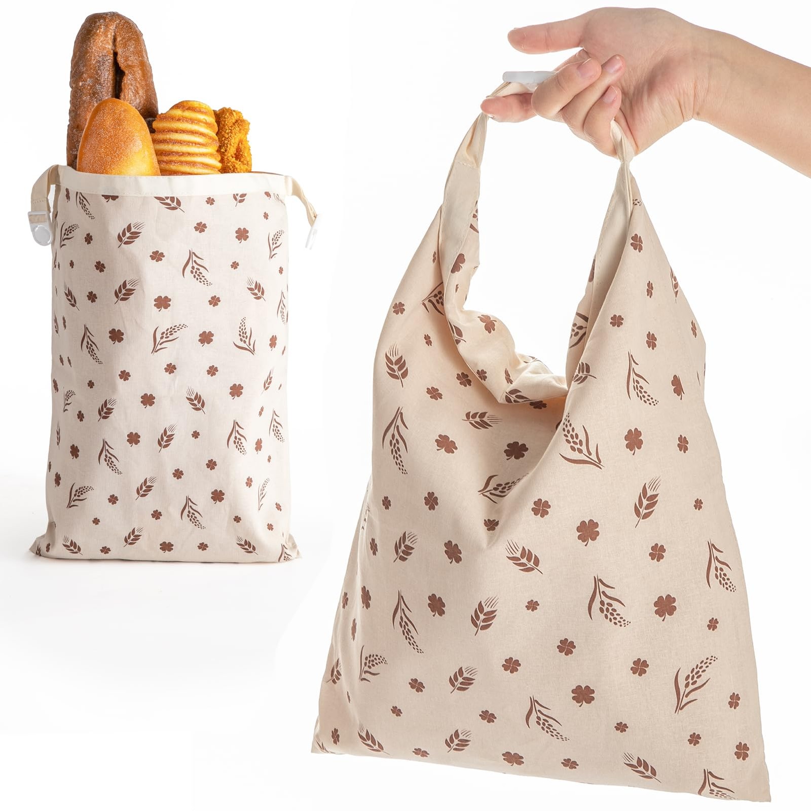 2 Pack Reusable Beeswax Bread Bags for 13 inches x 17 inches, white