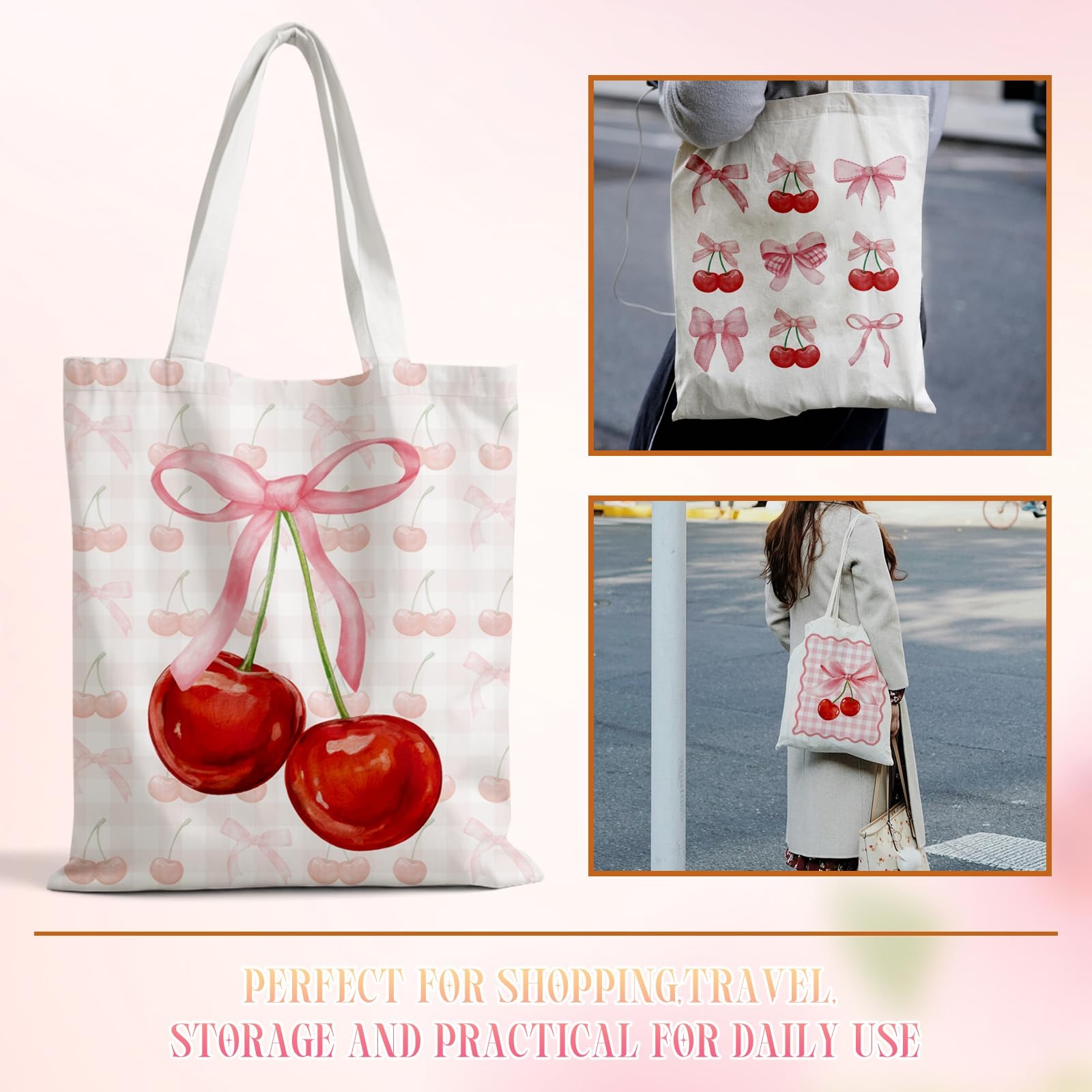 6PCS Canvas Tote Bags 15″x13″Canvas Casual Shoulder Handbag for Shopping, Goi…