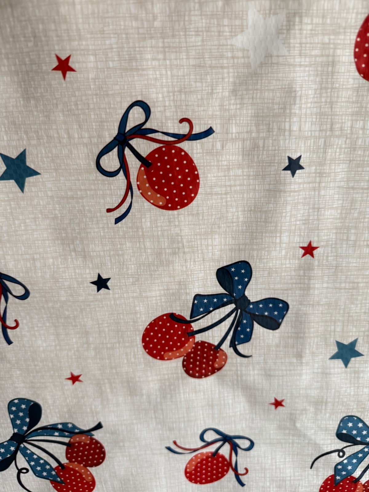 HOMEGOODS REUSABLE LARGE SHOPPING BAG 20″ X 18″ NEW RED WHITE BLUE CHERRY BERRY