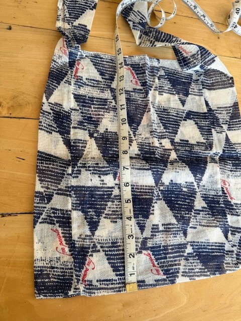 Free People Linen Navy whiteGeometric Shoulder Bag Shopping Tote 14 1/4″ x 15″
