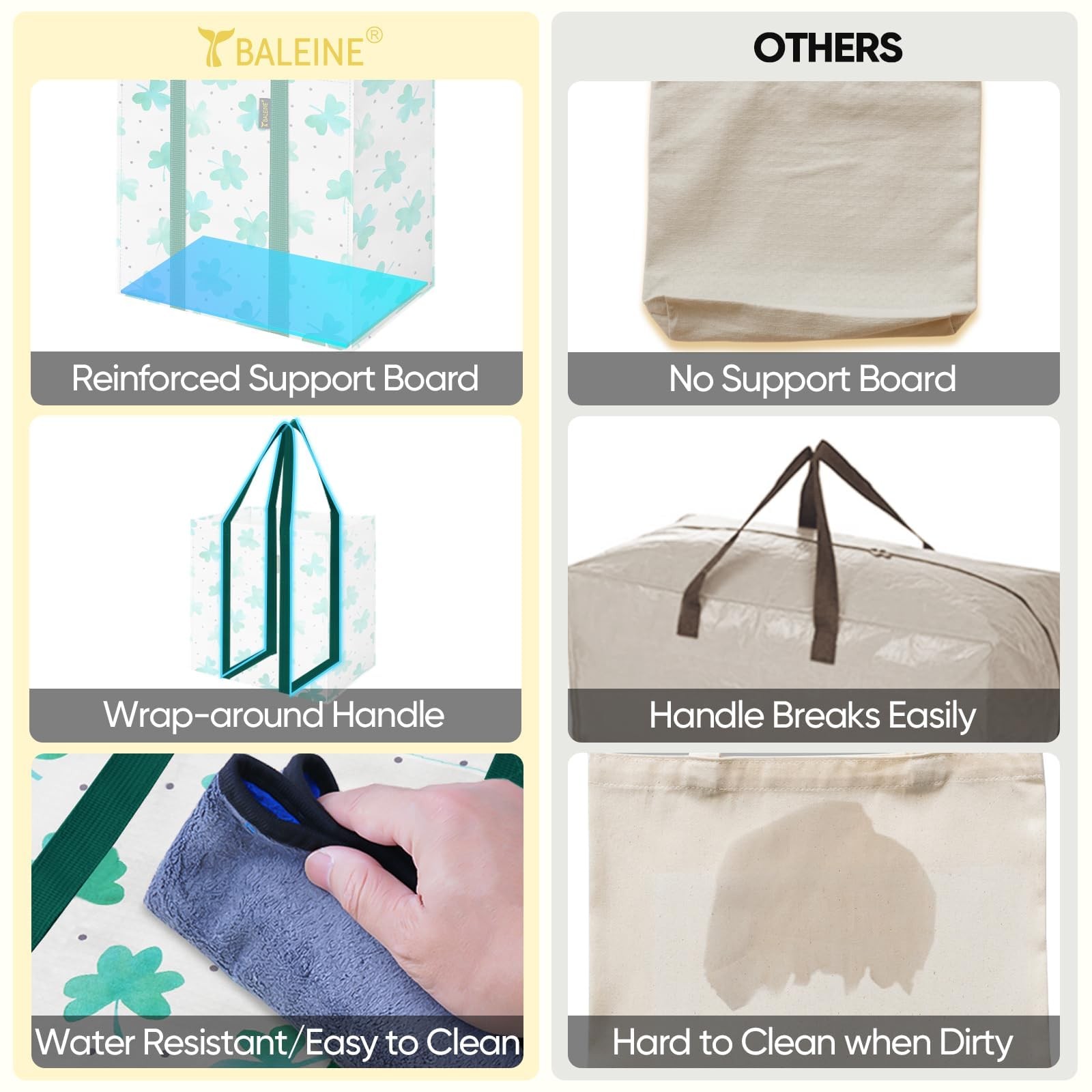 4 PK Grocery Bags Reusable Shopping Bags with Reinforced Bottom, Heavy Duty F…