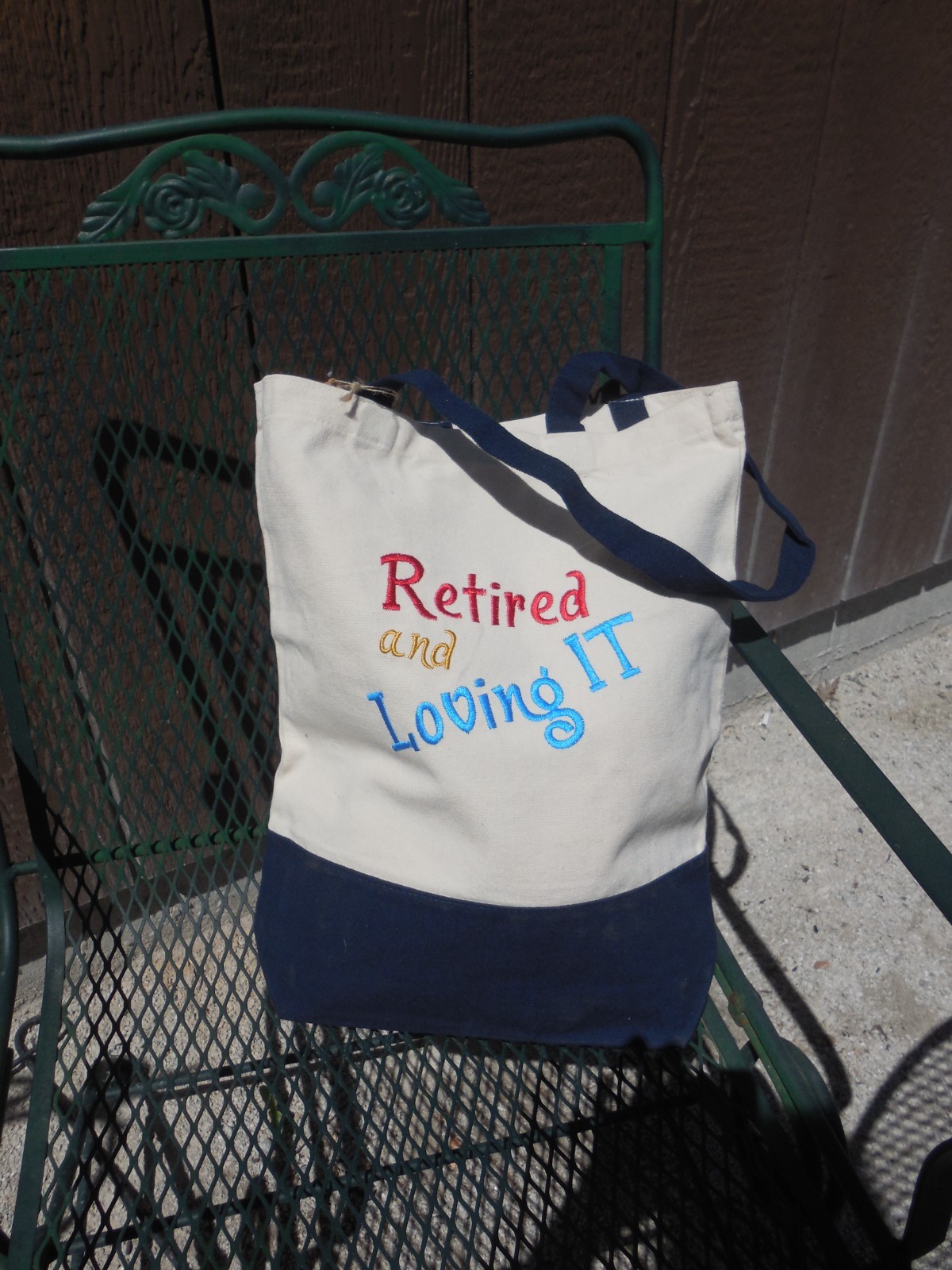 Machine Embroidered Retirement Canvas Tote Bag