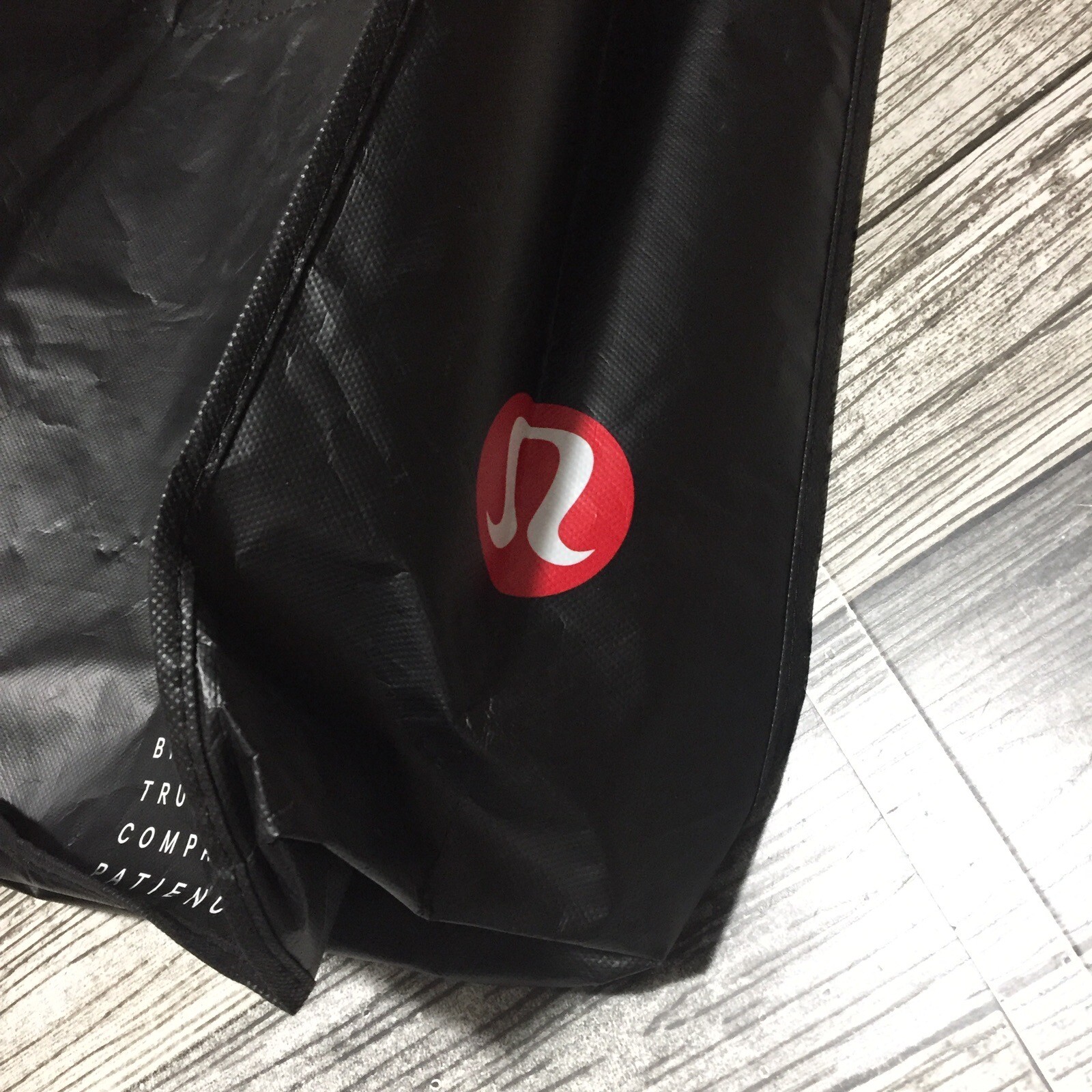 Lululemon Yoga Reusable Grocery Tote Bag Black White Graphic Print Snap Button