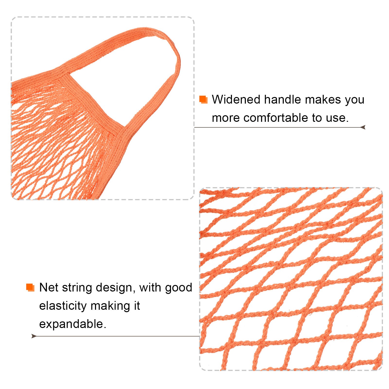 Cotton Mesh Bag, 15×13.8″ Mesh Net String Grocery Bags Orange