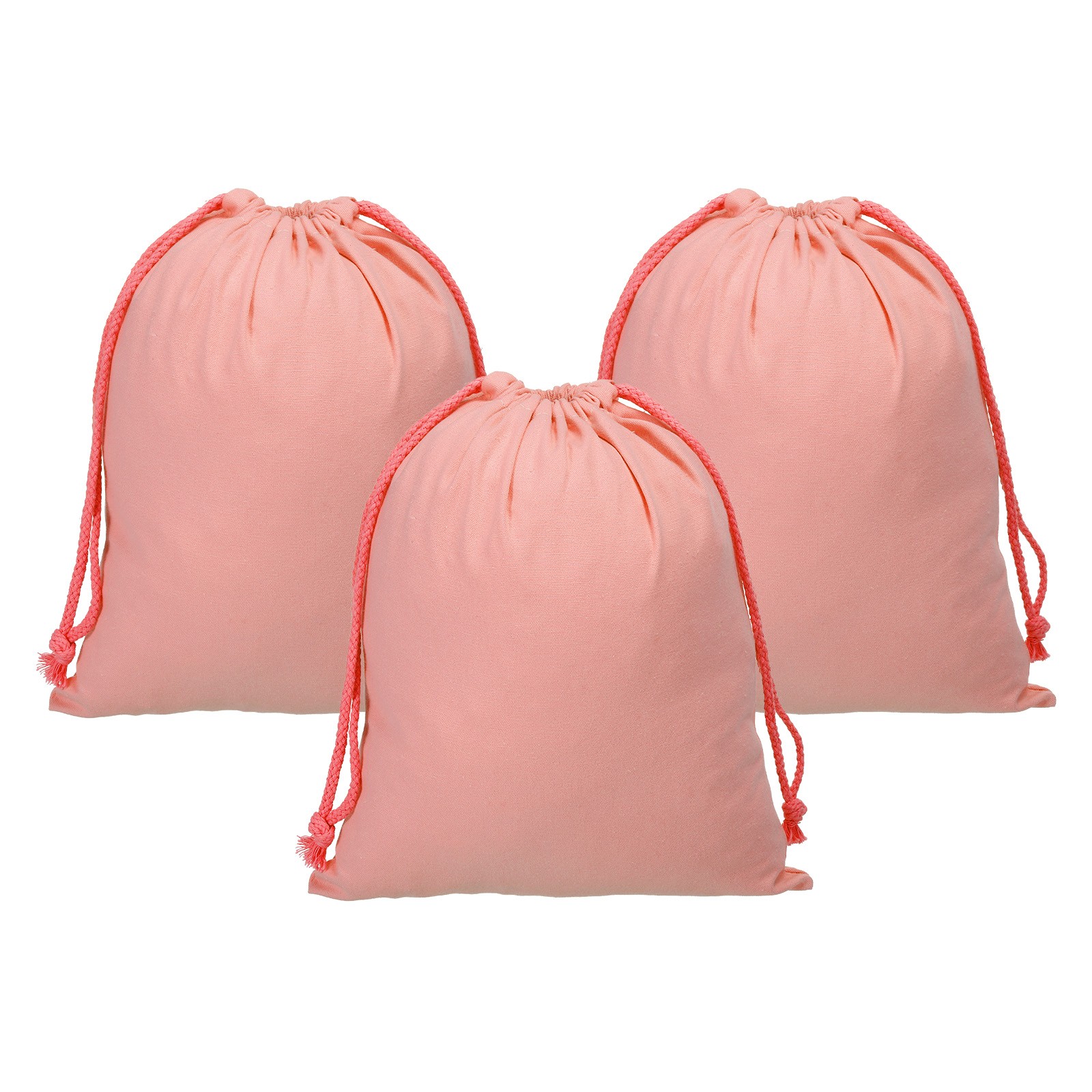 3pcs Reusable Drawstring Bags, 10×12.6″ Multipurpose Bags, Pale Pink