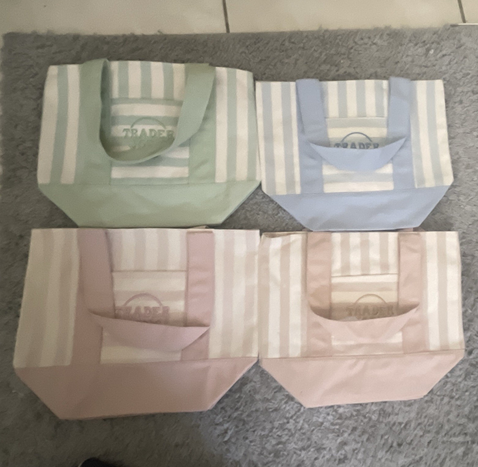 Trader Joe’s Reusable Striped Tote Bags Set of 4 Multicolor 13x6x11 in