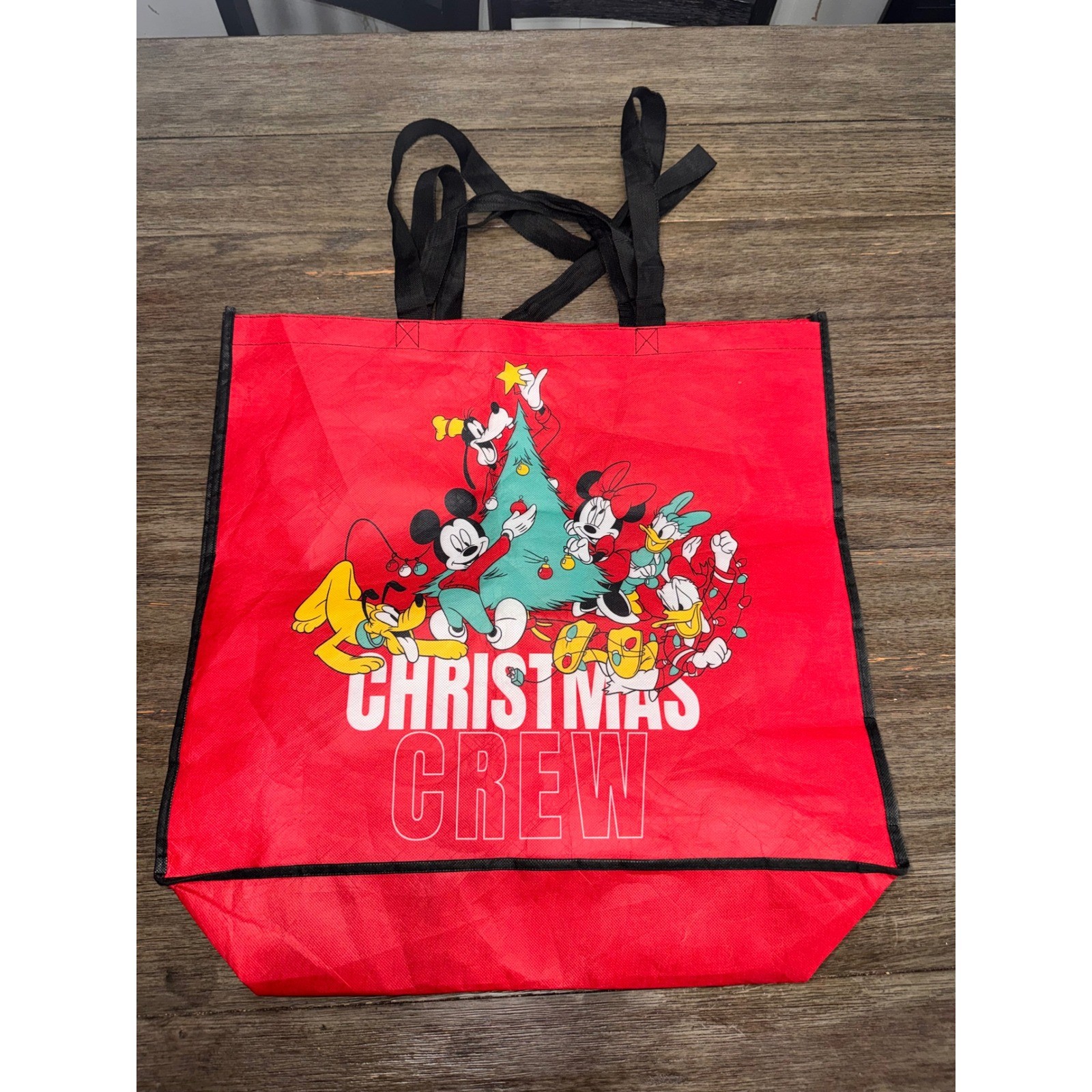 Disney Mickey Minnie Pluto Donald Daisy Christmas Crew Reusable Tote Bag