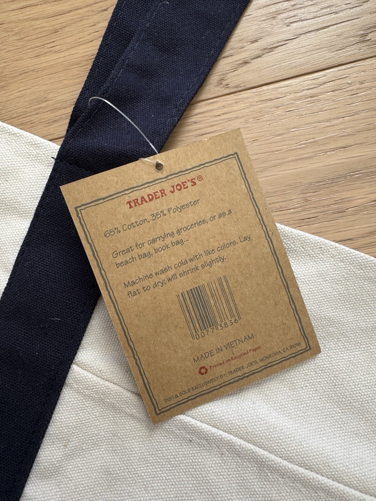 Trader Joe’s Bag Canvas Reusable Heavy Cotton Basic Style Shopping Navy Large