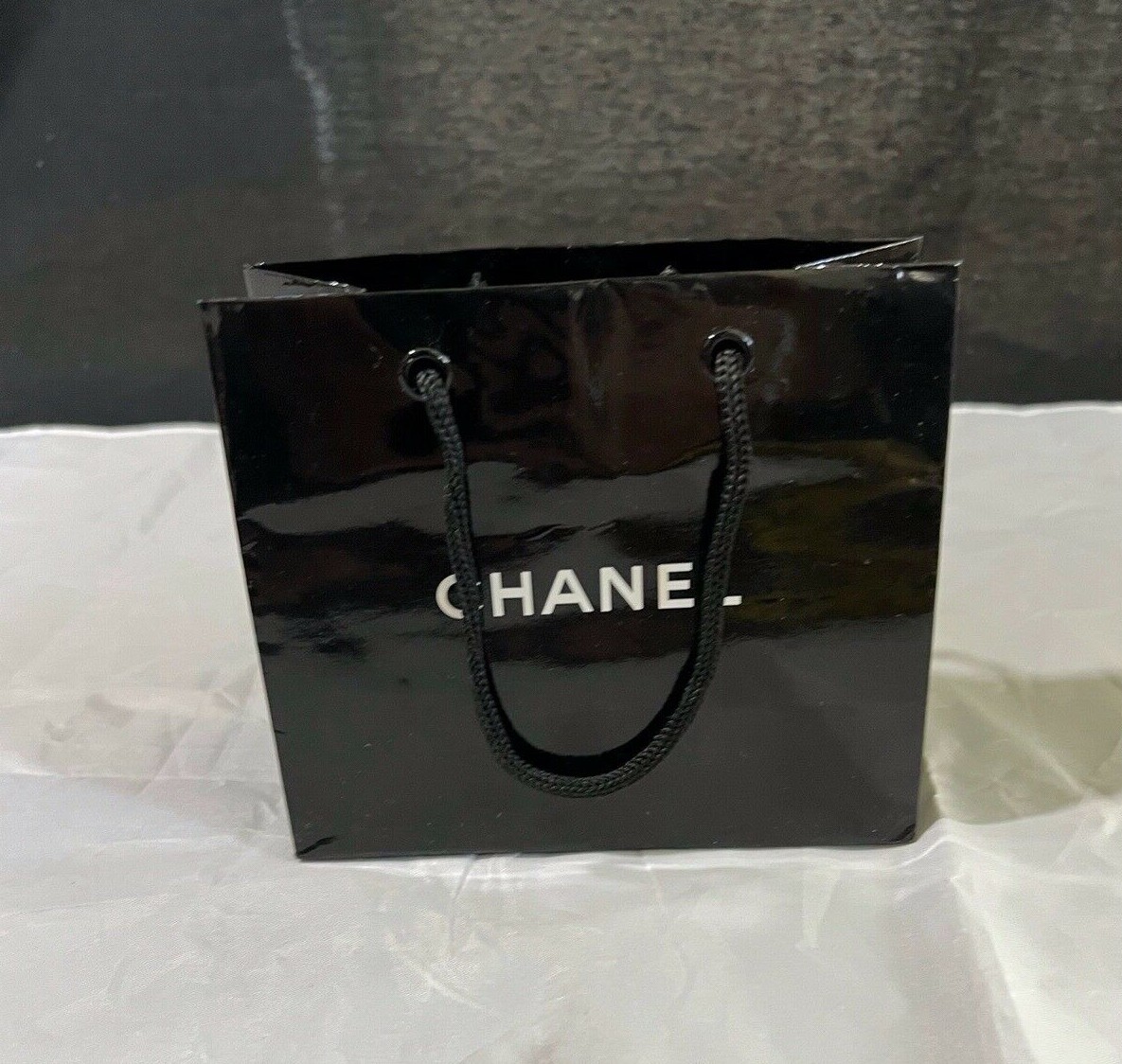 Authentic CHANEL Paper Reusable Shopping Bag Black 4.6″ x 5.5″ x 2.5″