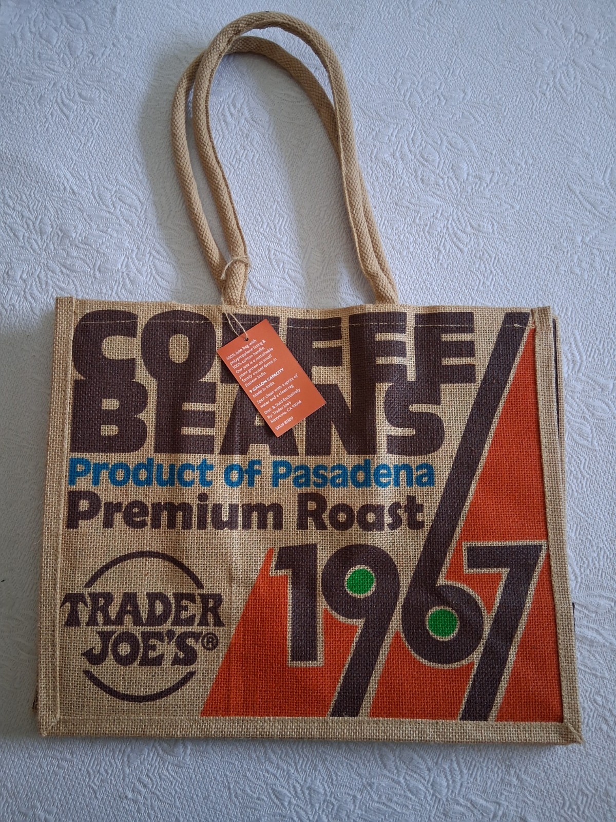Trader Joe’s Large tote bag. 17x 14 Burlap, New with tags.