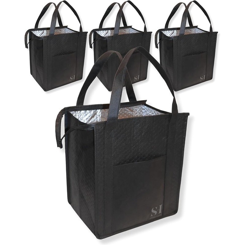 Insulated Reusable Grocery Bags 4 Pack Durable Foldable Thermal Coolers New