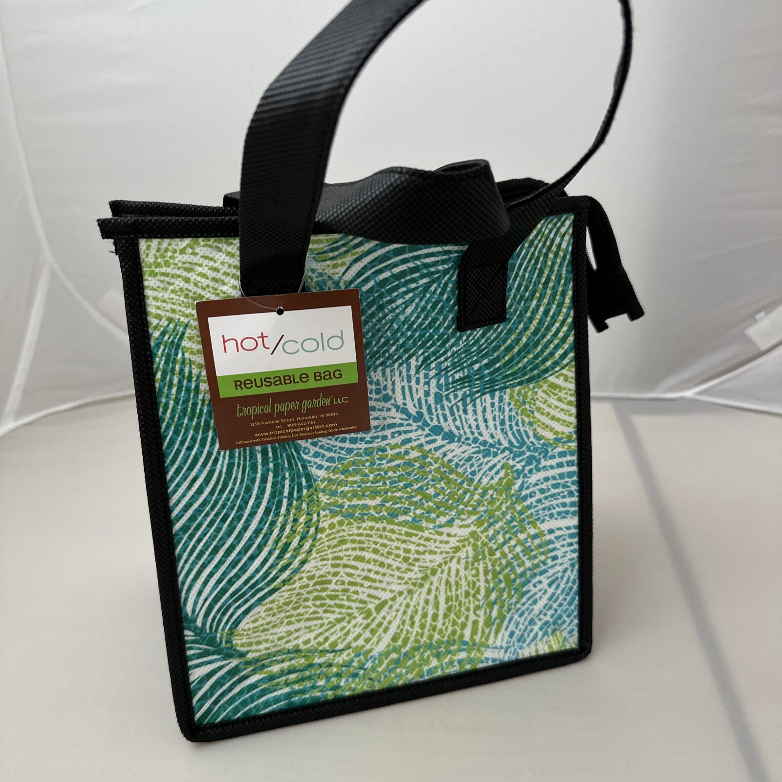 Insulated Reusable Lunch Gift Bag Tropical Paper Gardens Botanist Jade Pet Hawai