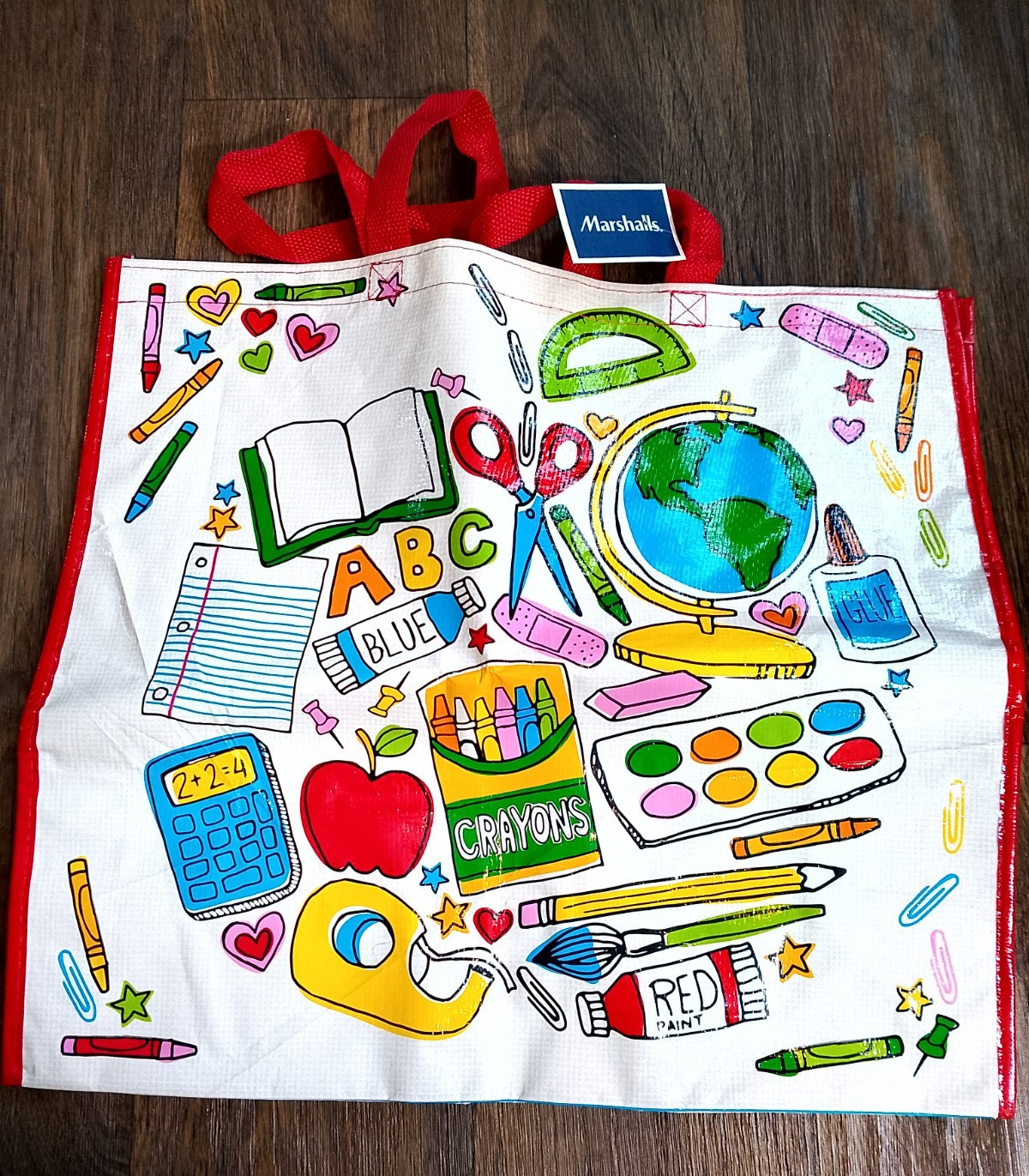 Marshalls school and art themed shopping tote new 19×7.5×17.5 inches