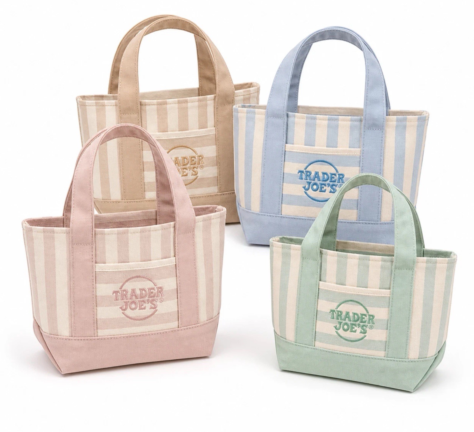 Trader Joe’s Striped Canvas Mini Tote Bag Set 4 Colors Summer 2026 Limited