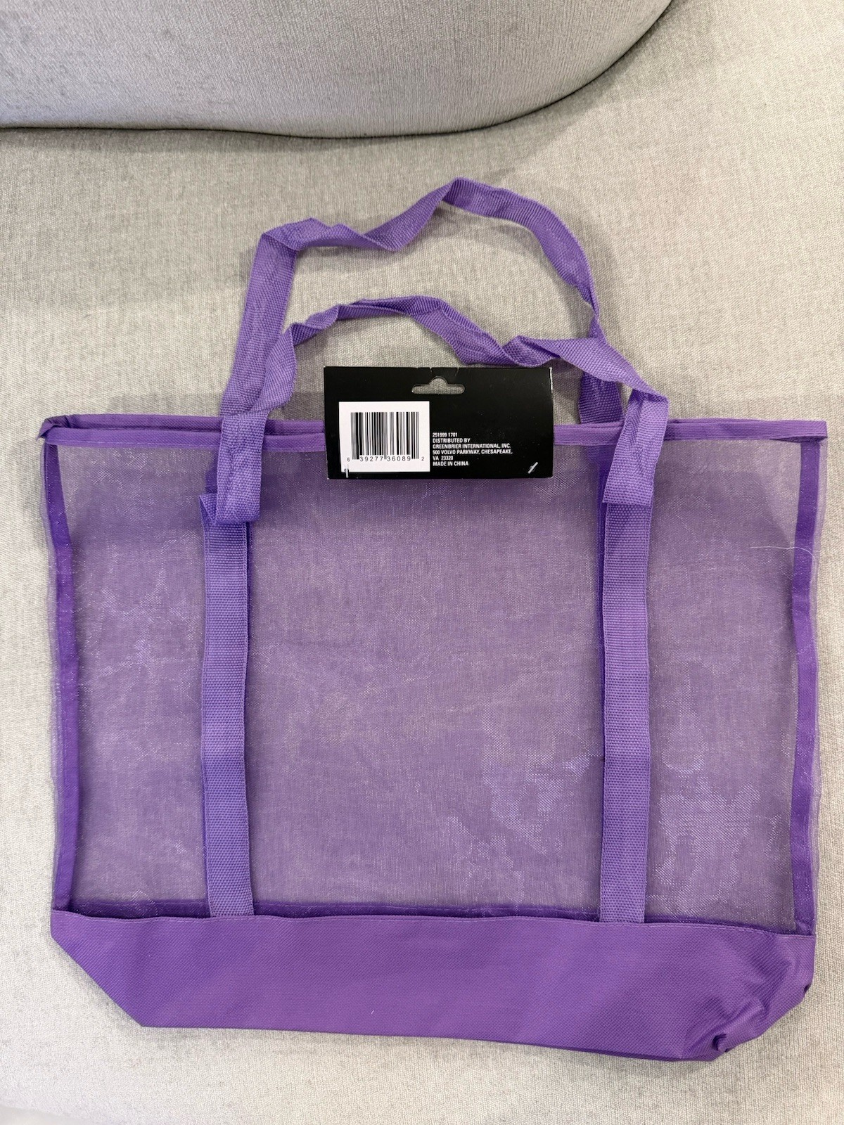 Foldable Mesh Polyester Tote Bag, Solid Purple, Reusable Shopping Bag