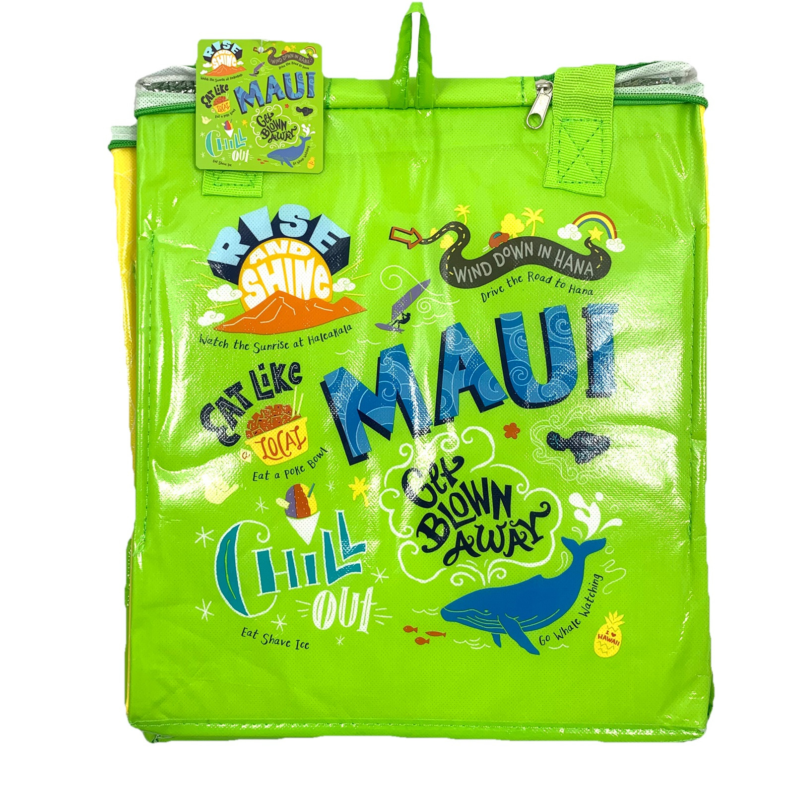 Hawaii Foodland Insulated Reusable Grocery Tote Bag, Maui Island 13”x12”x8.5”