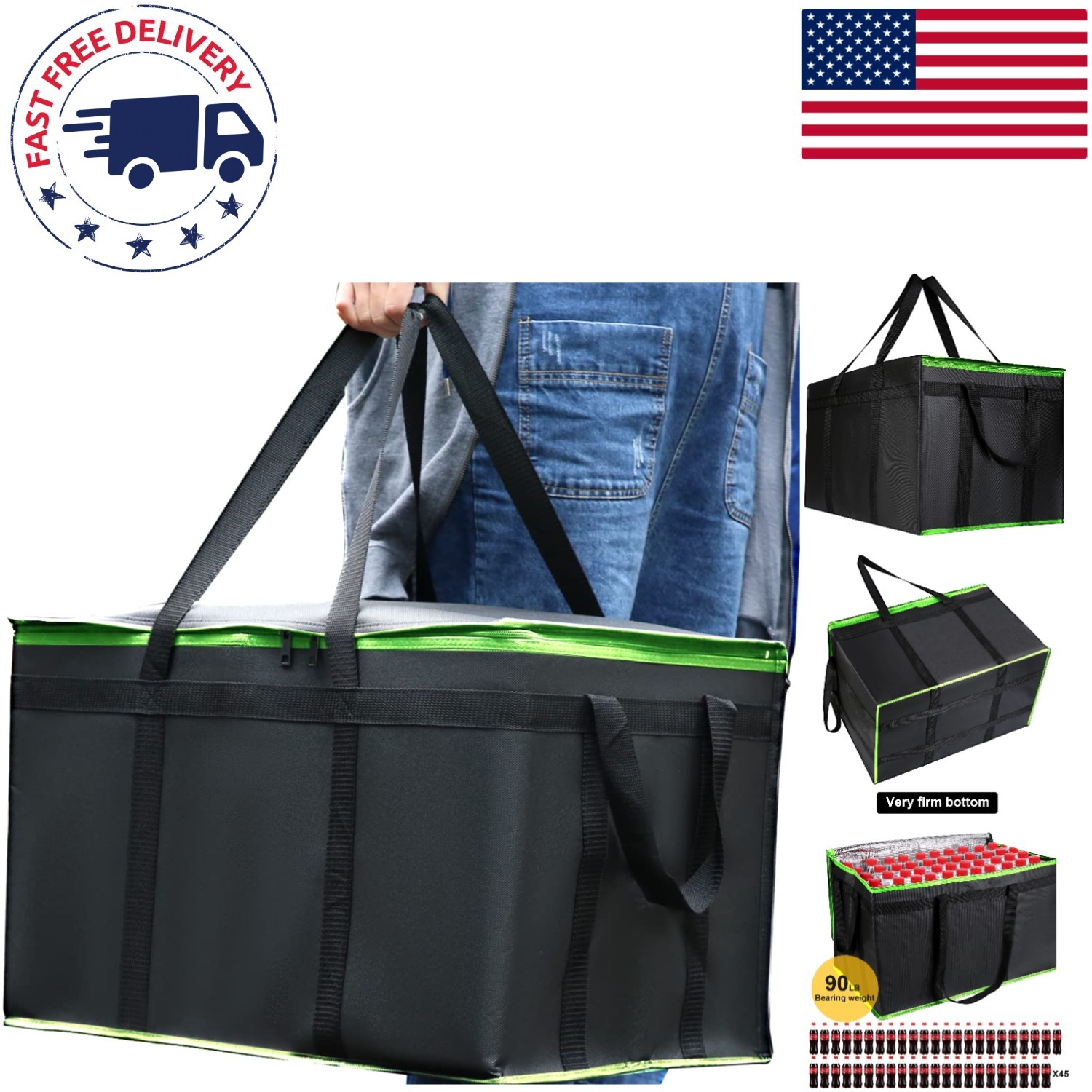 XXXL Collapsible Cooler Bags – 2 Pack Insulated, Durable Food Delivery Solution