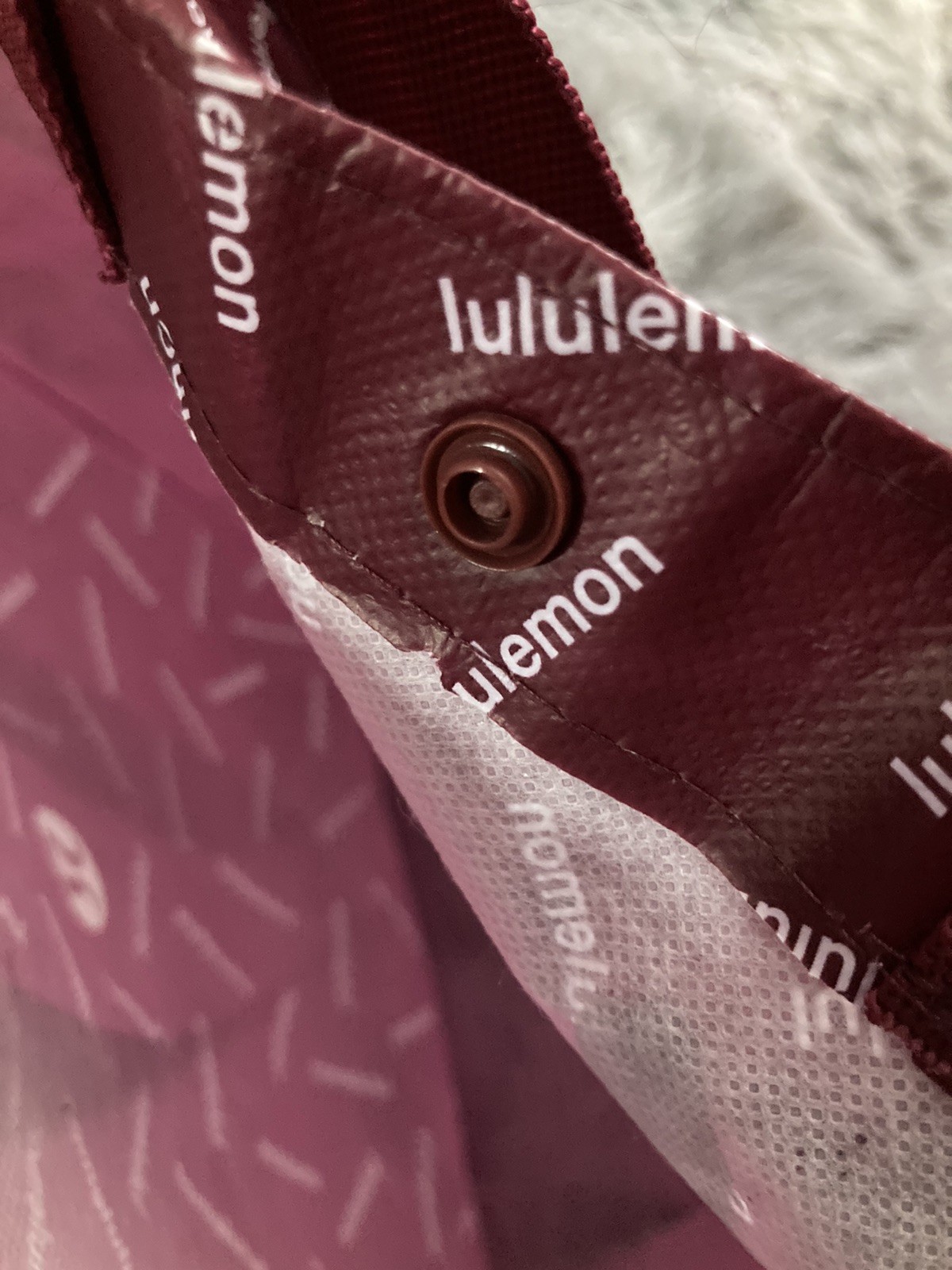 Lululemon Reusable Bag Burgundy Maroon Snap Closure