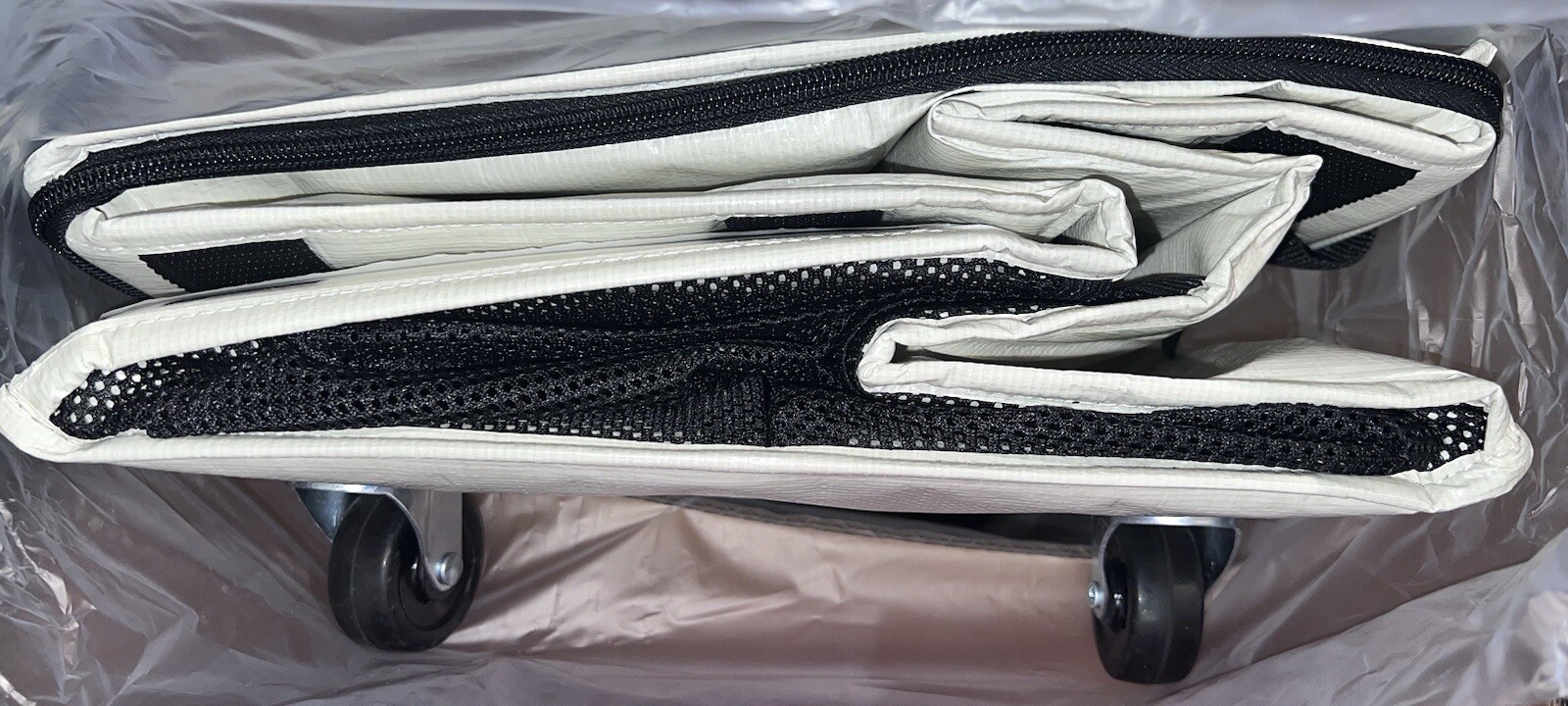 Reusable Grocery Bag on Wheels Shopping Trolley with 8 Pockets and Zipper Cover