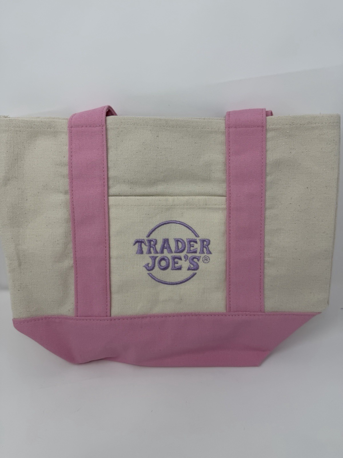 Trader Joe’s Mini Canvas Tote Bag Spring 2026 Pink NWT Free Shipping