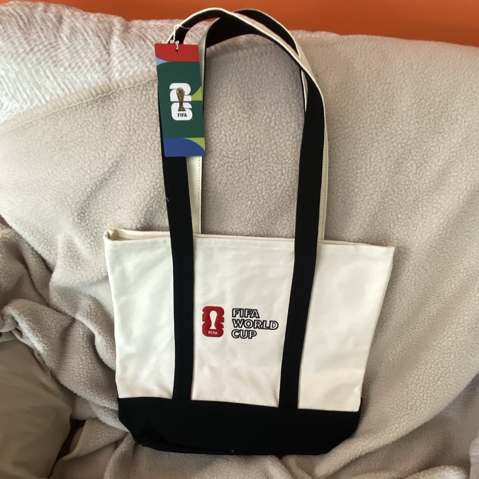 FIFA World Cup 2026 Canvas Tote Bag 14x12x17 Cream Black Green. New with Tags.