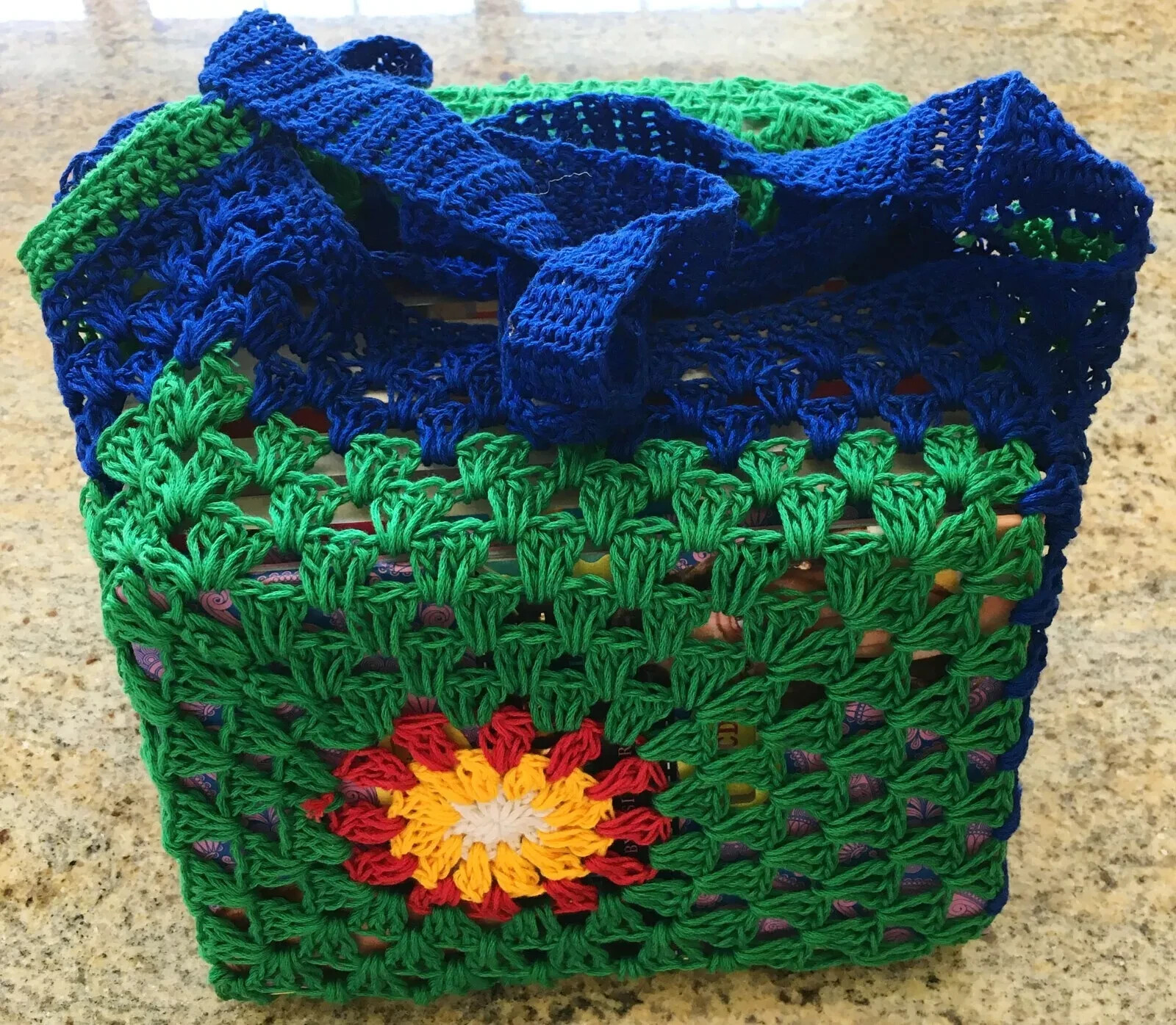 Handmade Crochet Unisex Sling Bag Granny Square HIPPIE Shoulder Bag 11″X 11″