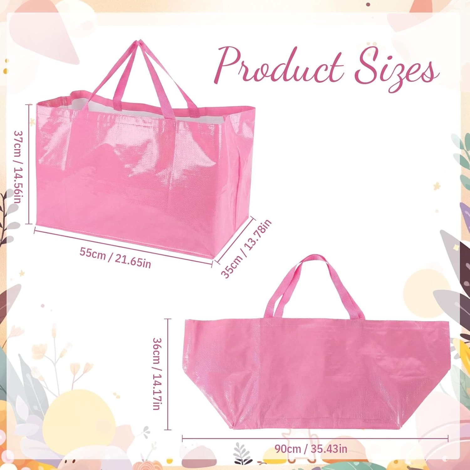 Eco-Friendly 6 Extra Large Pink Shopping Bags – Heavyweight & Water-resistant