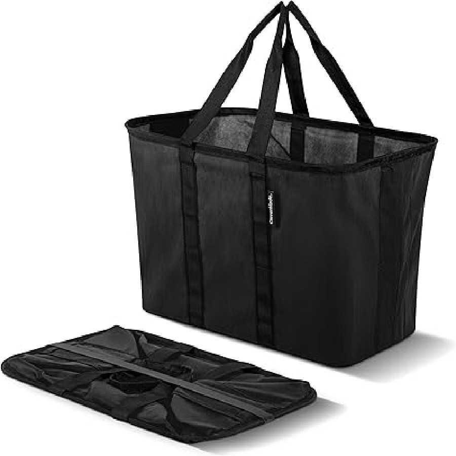 Collapsible Shopping Basket 30L Reusable Tote 3 Pack, Midnight Black