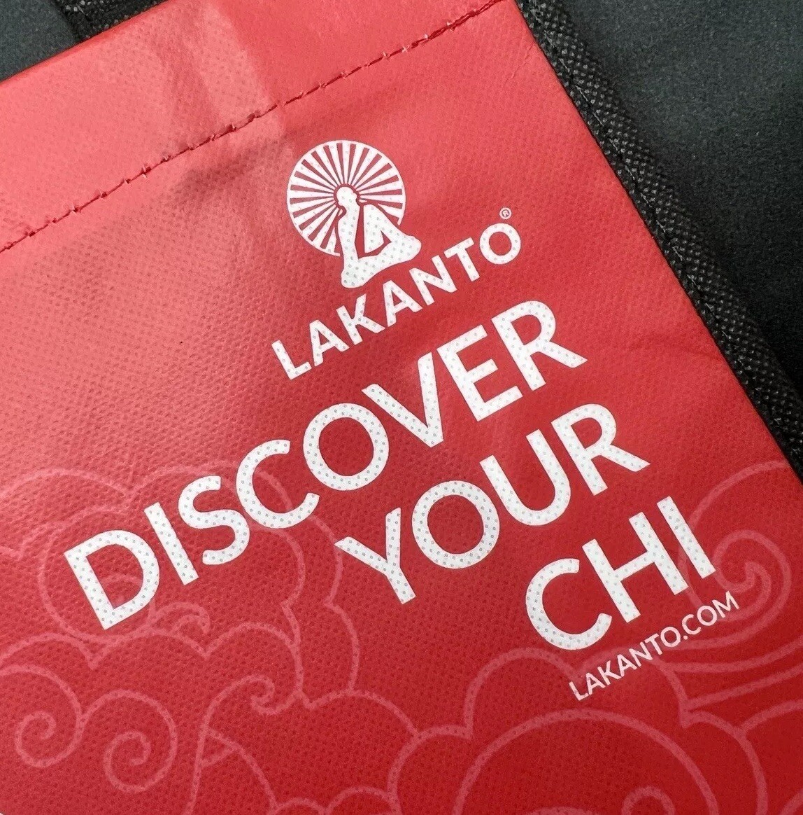 Lakanto “Discover Your Chi” Reusable Tote Shopping Bag Red White & Black 12”x9”