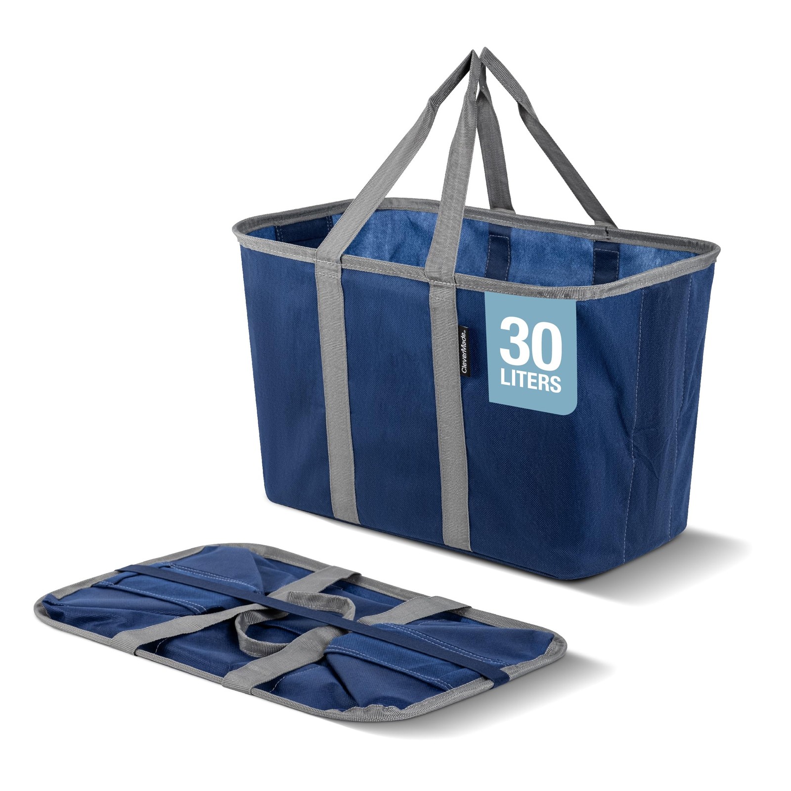 EcoBasket 30L Collapsible Tote Basket – Reusable Grocery Tote That Stands Upr…