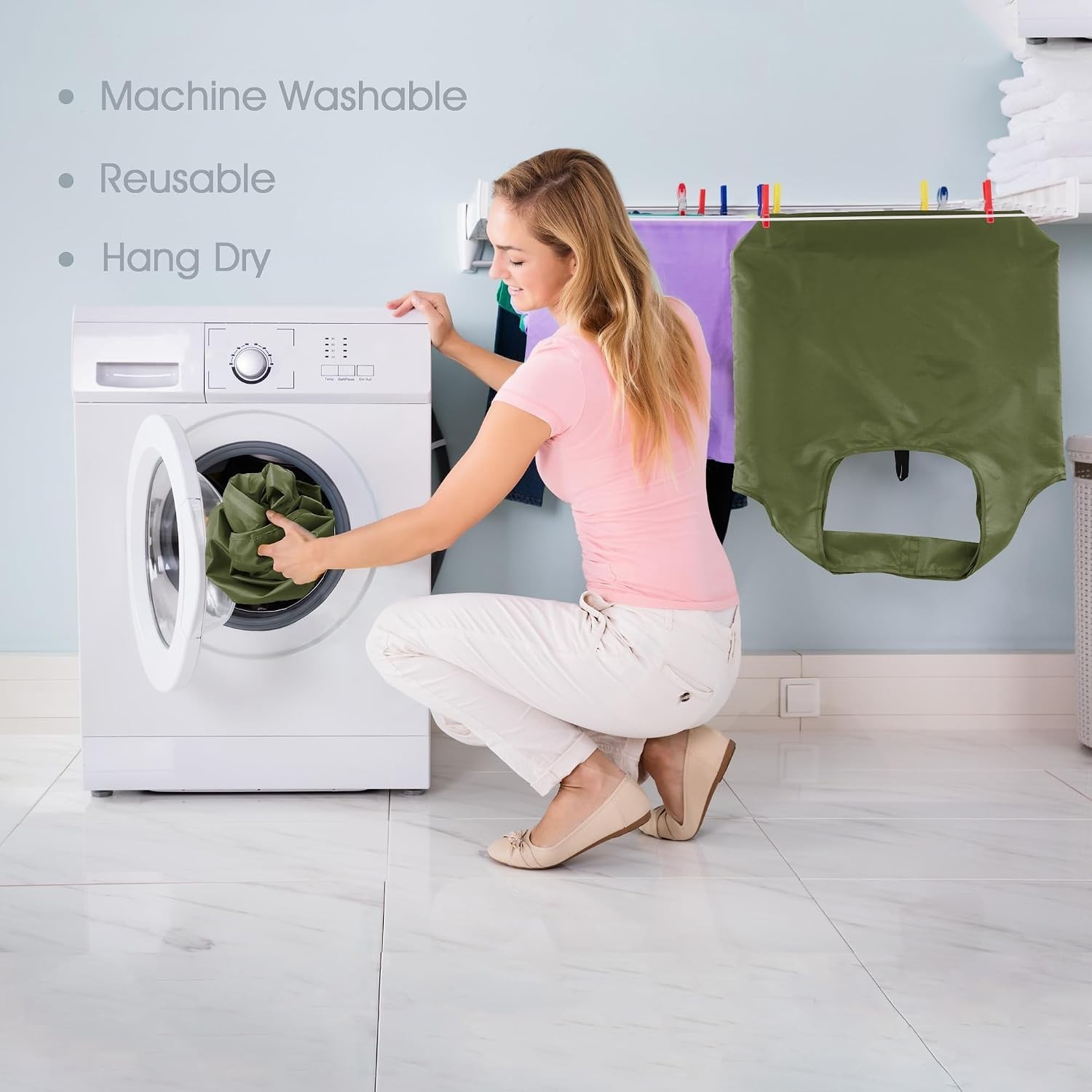 10 Pack Dark Green Reusable Grocery Bags – Extra Large & Machine Washable