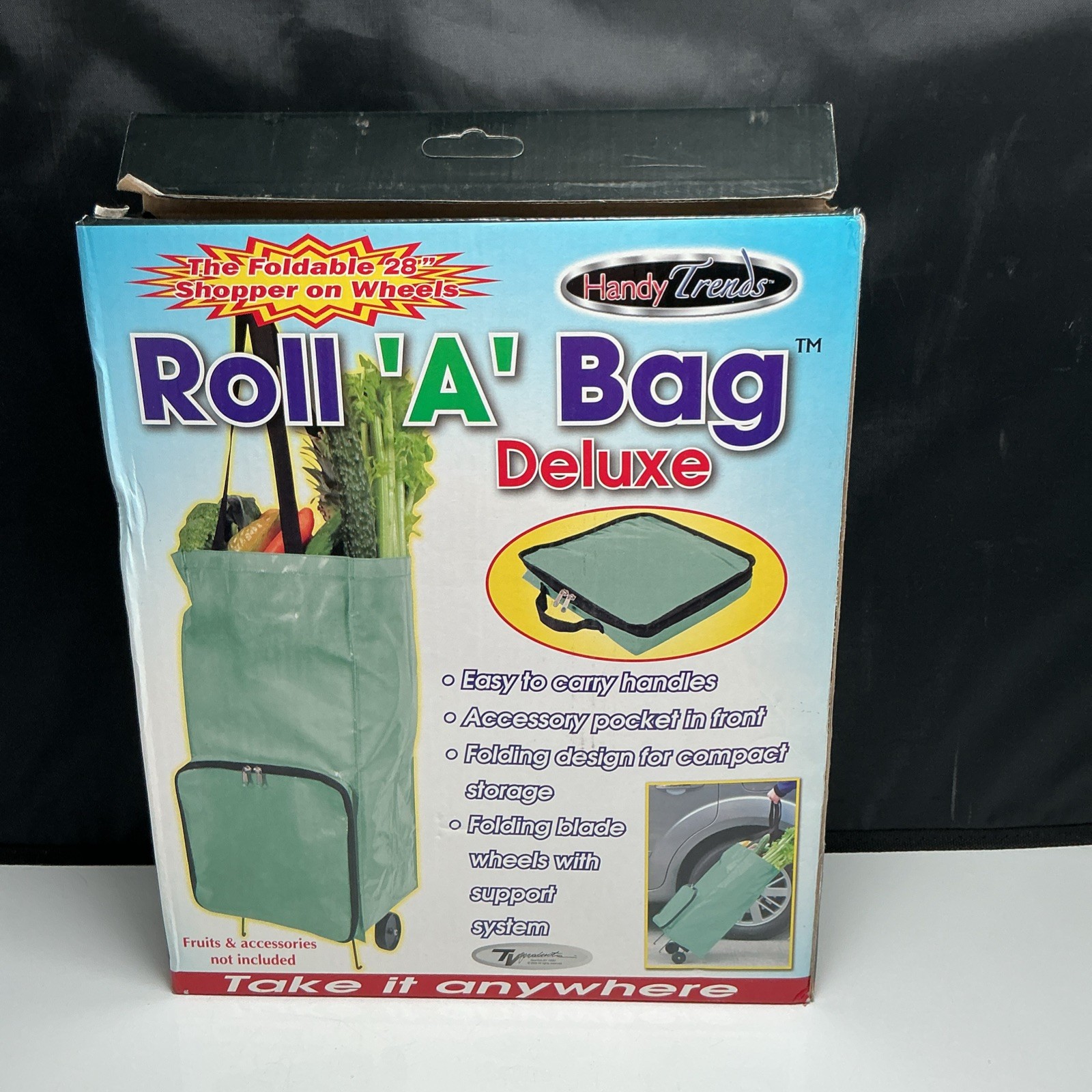 Roll A Bag Foldable Wheeled 28 Inch Shopping Tote Cart