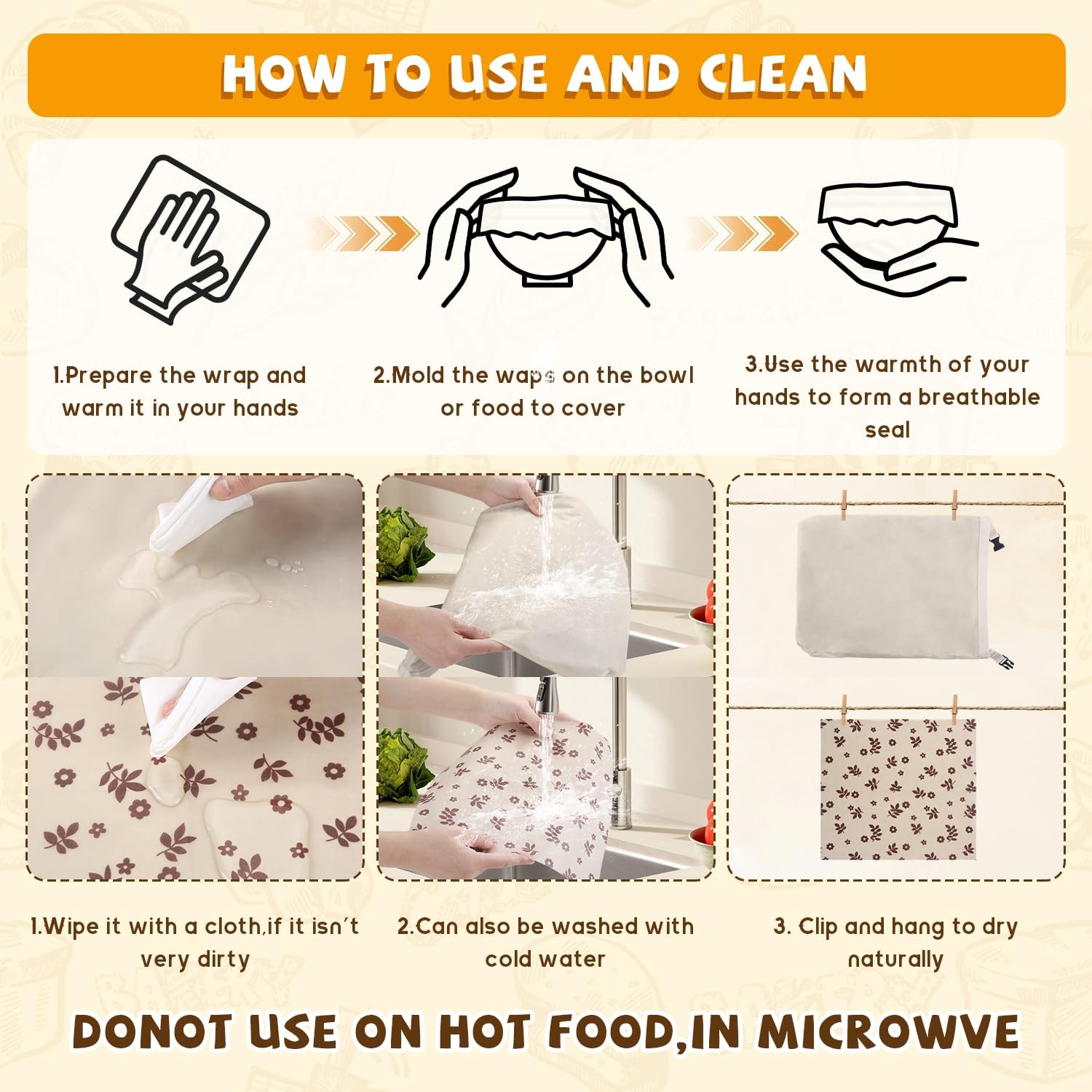 Beeswax Bread Bags, Reusable 17″ X 13″, Coffee brown bread bag and wrap