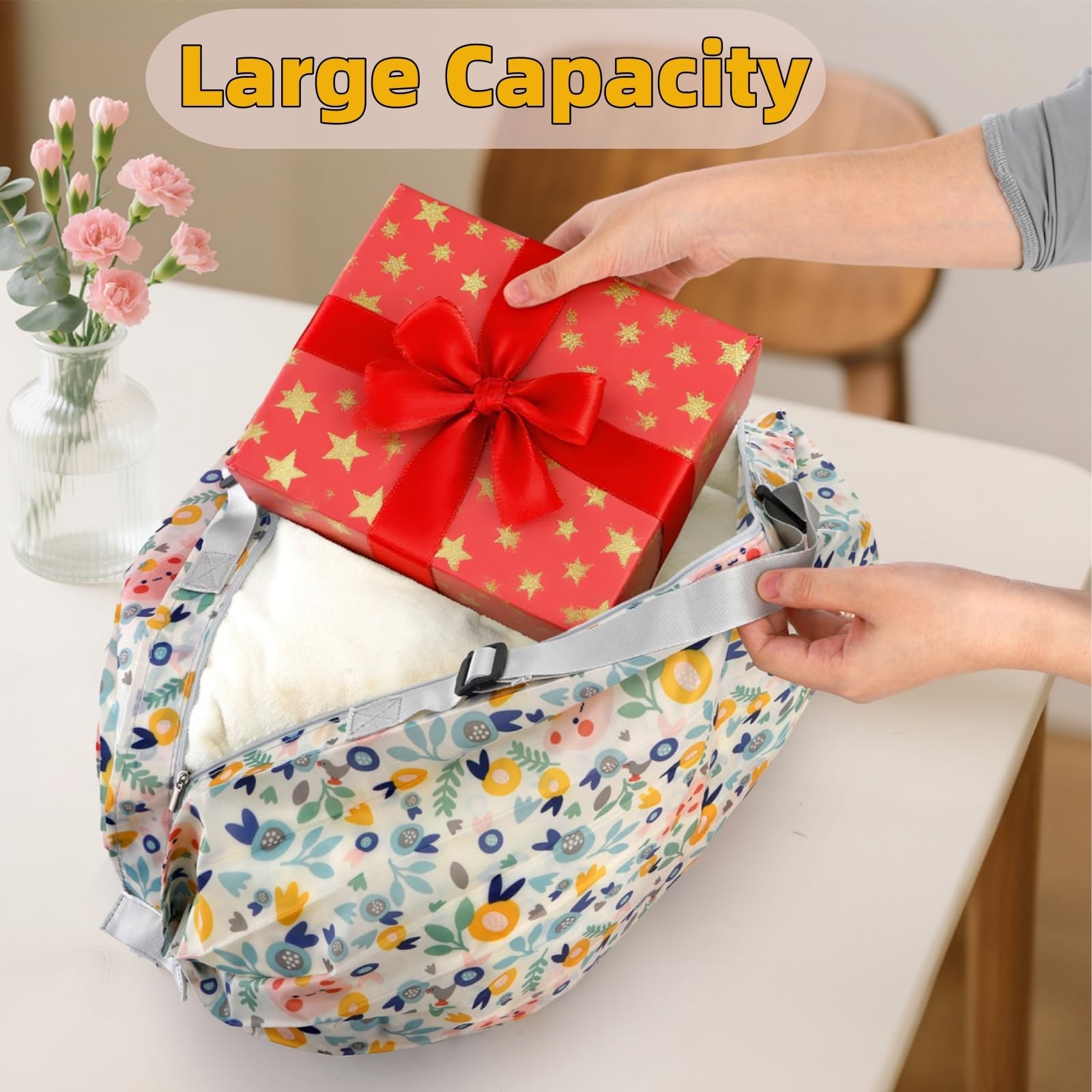 6 Pack Foldable Bag with Zipper, Reusable Shopping Bags, Large Capacity Groce…