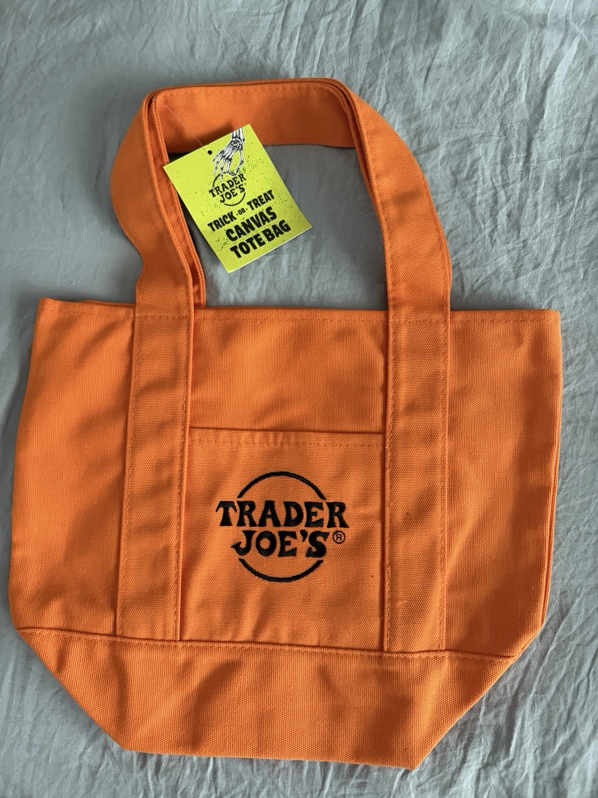 Trader Joe’s Canvas Foldable Tote Bag Orange 13×10.5×5.5 in