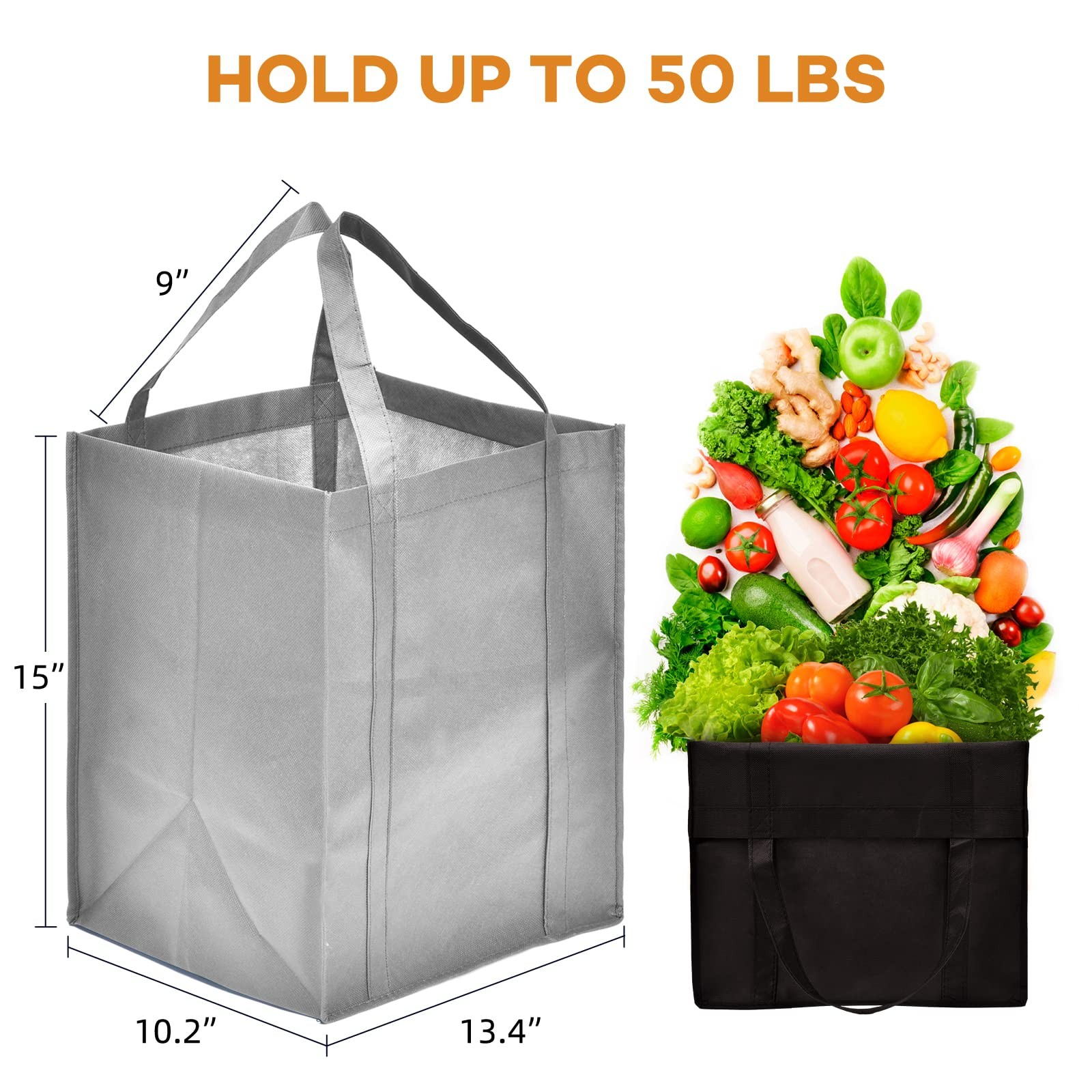 24 PCS Large Reusable Grocery Shopping Tote Bags Foldable Heavy Duty Bulk