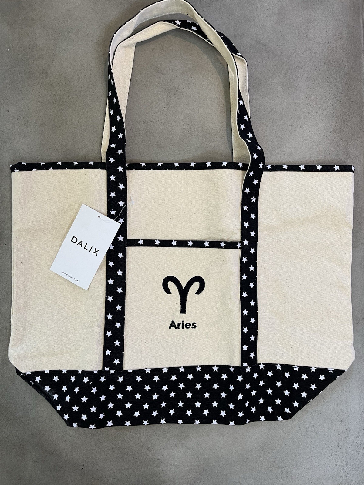 Zodiac Sign Shopping Canvas Tote Bag Black Star Horoscope Gifts – Aries