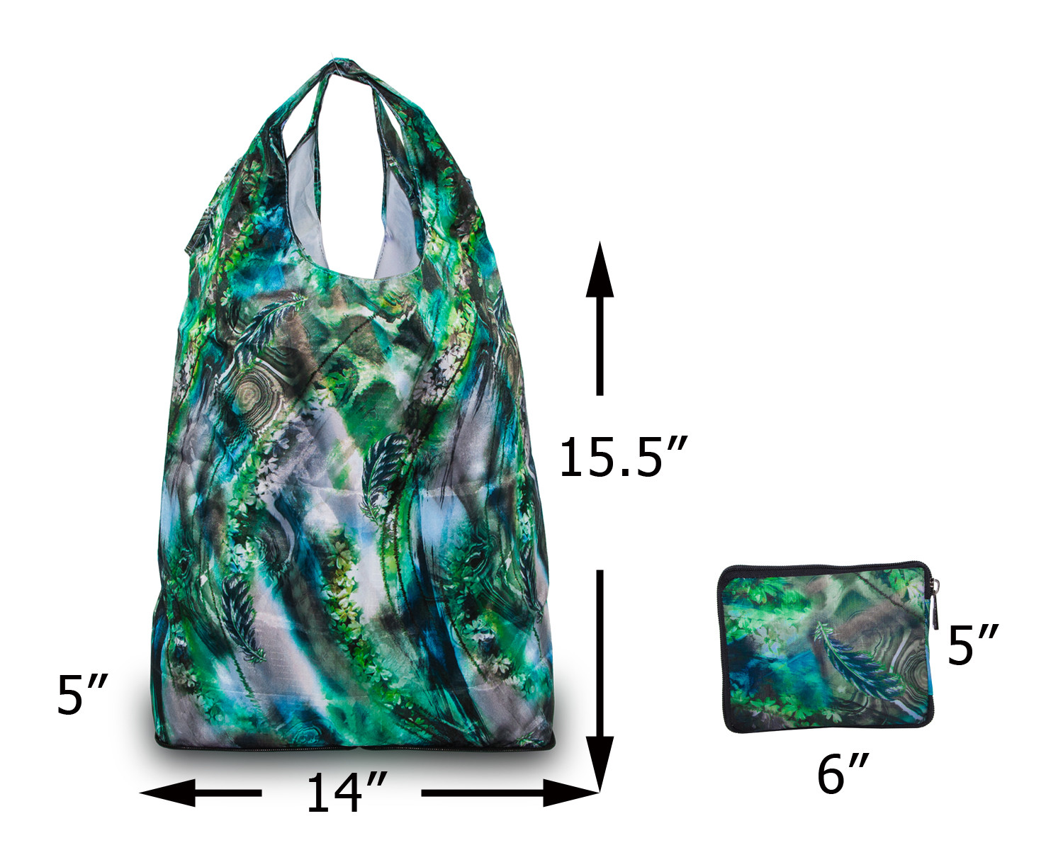 Kiwipi Bloom Collection Reusable Folded Waterproof Shopping Tote Bag 2-Pack NEW